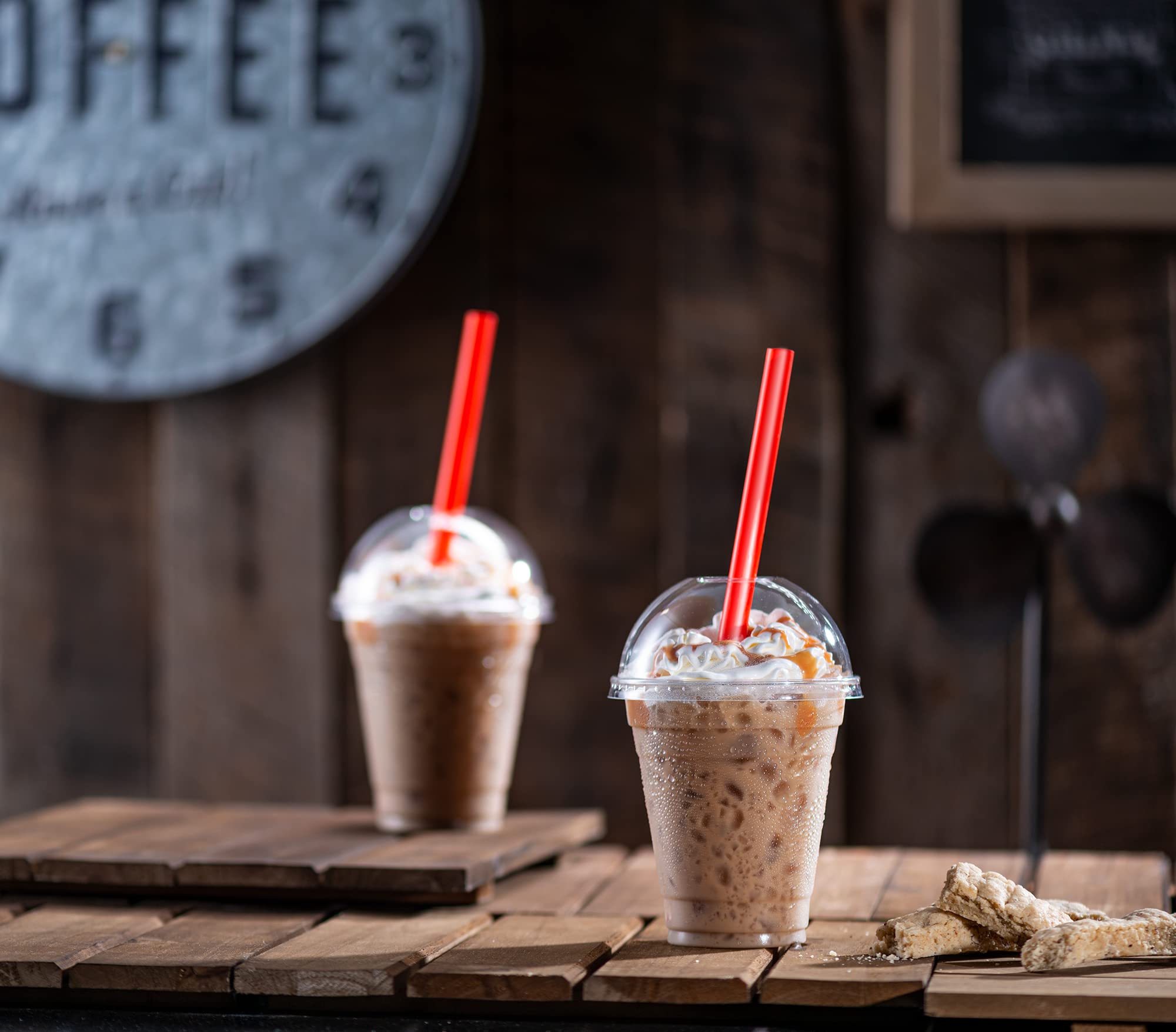 40 Sets - 32 Oz Crystal Clear PET Plastic Cups with Dome Lids & Straws for Iced Coffee, Milkshake, Cold Drinks - Perfect for Parties, Smoothies, Slushies, and Fast Food Restaurants