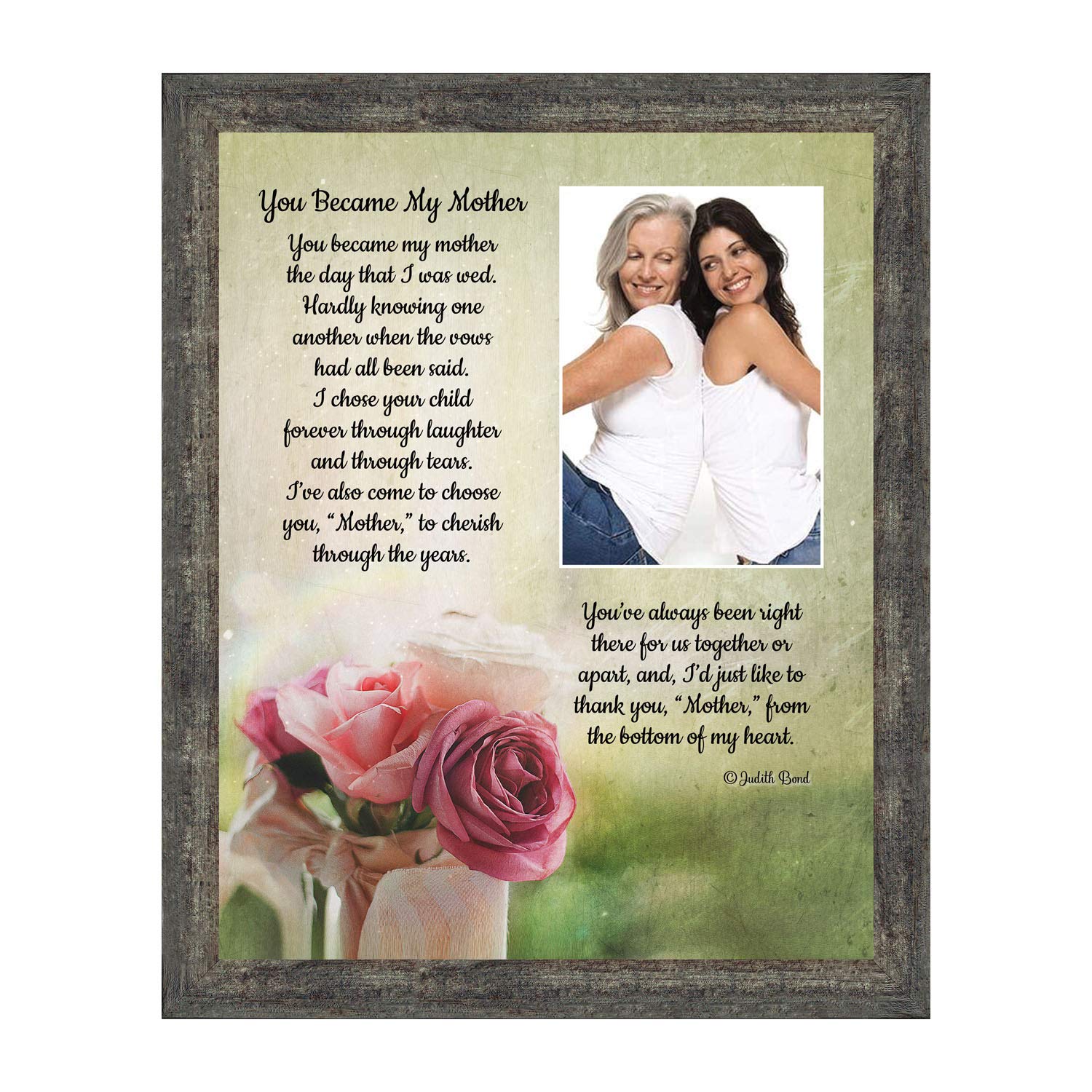 Crossroads Home Décor Gifts for Mother-in-Law - Thoughtful Daughter-in-Law Present with 'You Became My Mother' Engraving (5002BW) - Perfect for Holidays, Birthdays & Special Family Occasions