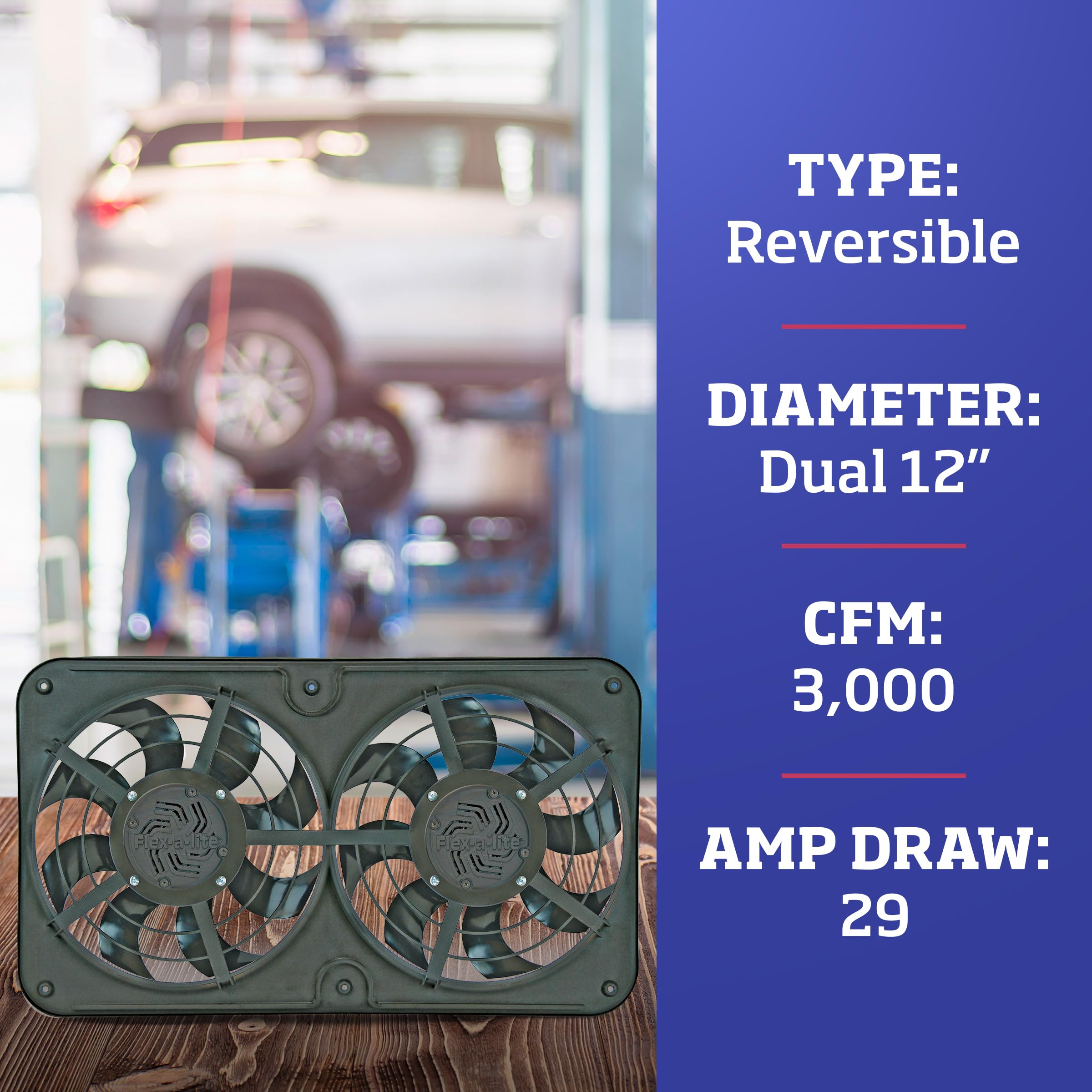 X-Treme Dual S-Blade 12-Inch Electric Fan - Reversible Pusher/Puller Design - 480 CFM High Airflow - Perfect for Cars, Trucks, Workshops & Home Cooling - Durable Auto Accessory for Year-Round Use