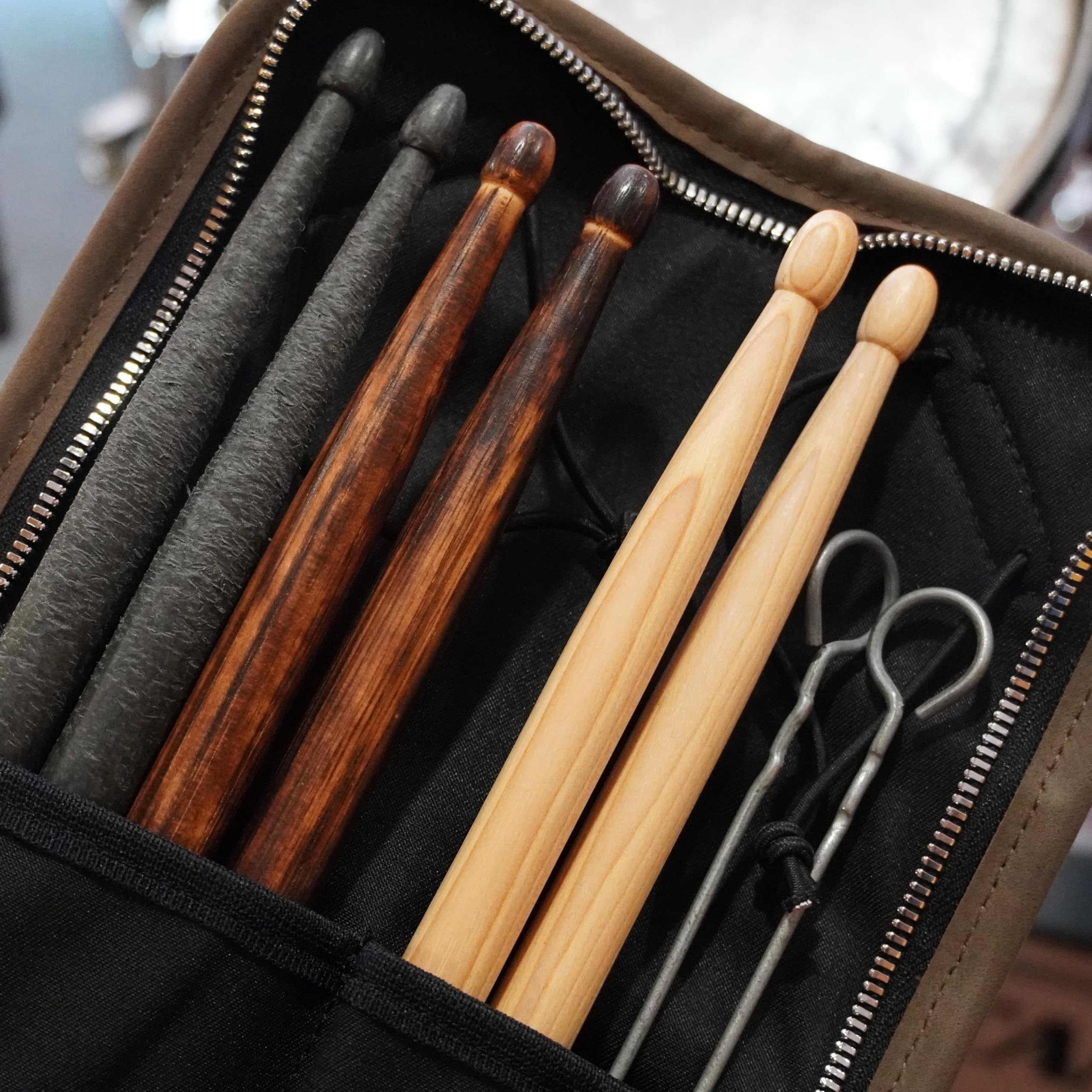 Handmade Leather Drumstick Bag with Adjustable Shoulder Strap - Built-in Rubber Loops for Secure Storage - Premium Canvas Marching Band Drumstick Case - Perfect Gift for Drummers & Music Lovers - Ideal for Band Practice, Performances & Travel