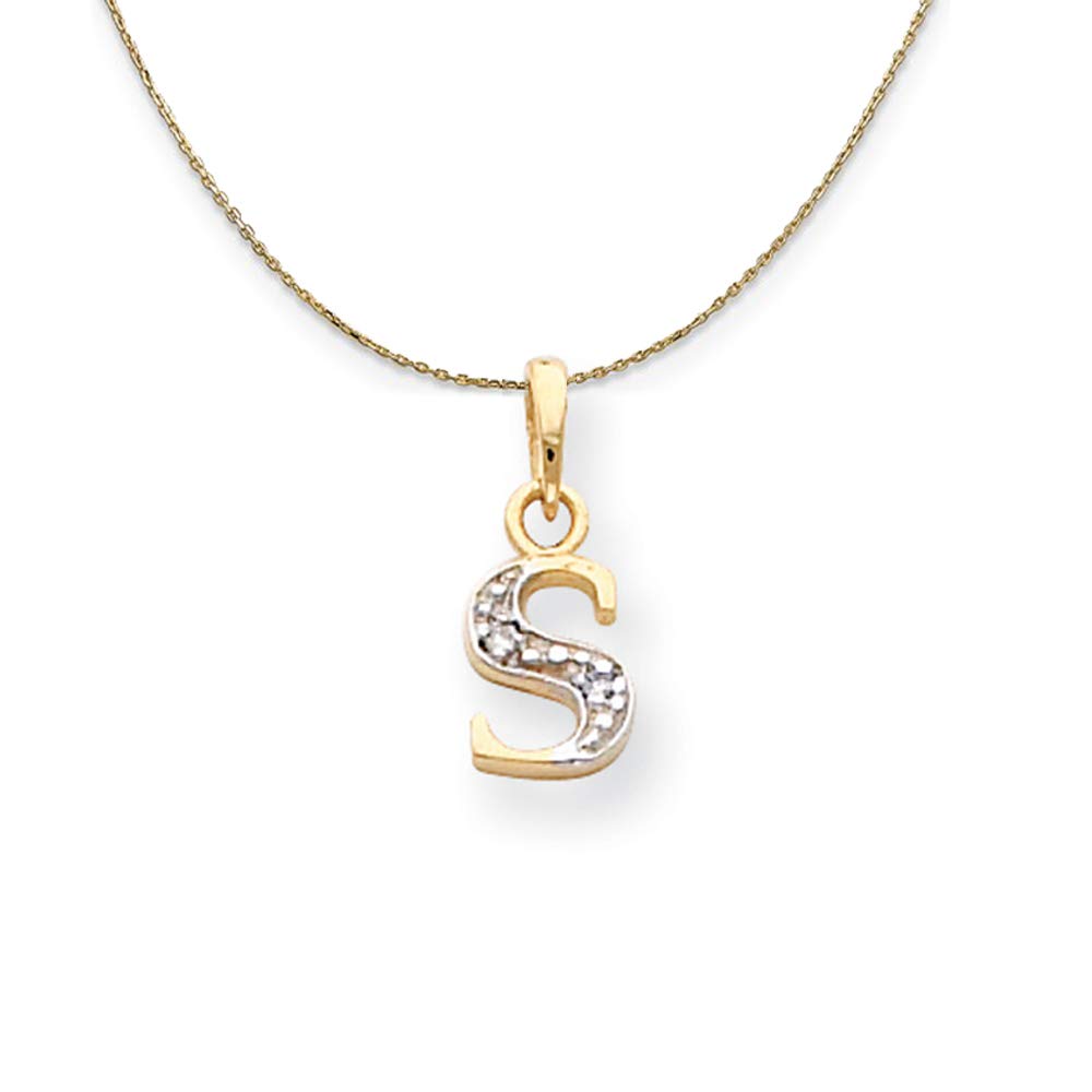 14k Yellow Gold Chloe Mini Diamond Accent Initial S Necklace - Perfect for Gifts, Anniversaries, and Everyday Elegance
