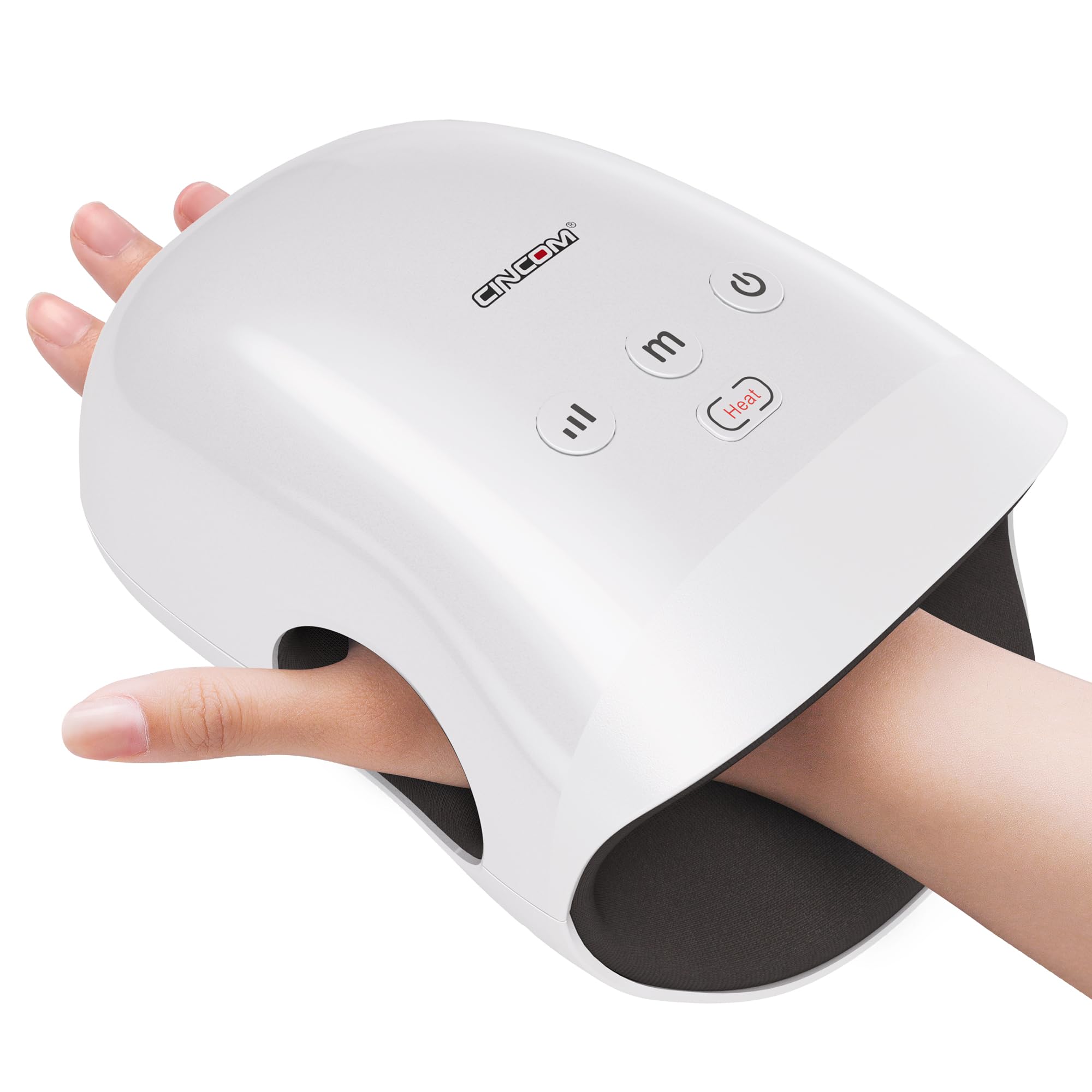 CINCOM Cordless Hand Massager with Heat & Compression - Relief for Arthritis, Carpal Tunnel & Hand Pain (FSA/HSA Eligible, White) - Perfect for Office Workers, Gamers & Seniors