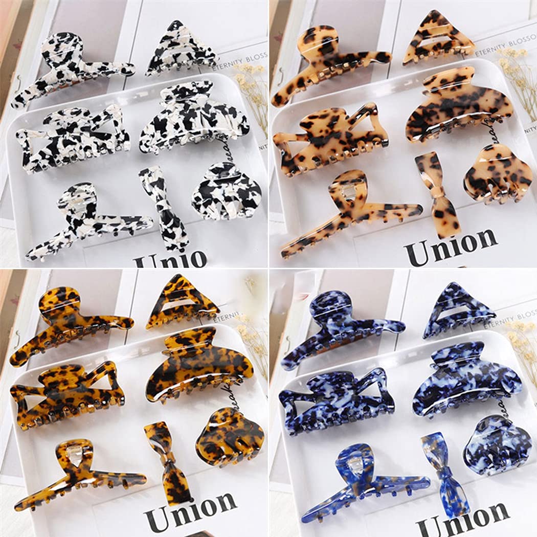 Stylish COSYOO 7-Piece Large Hair Claw Clips Set - Acetate Material with Interlocking Teeth for Strong Hold & No Slip - Perfect for Ponytails, Updos & Everyday Hairstyles (Elegant Hair Barrettes & Jaw Clips)