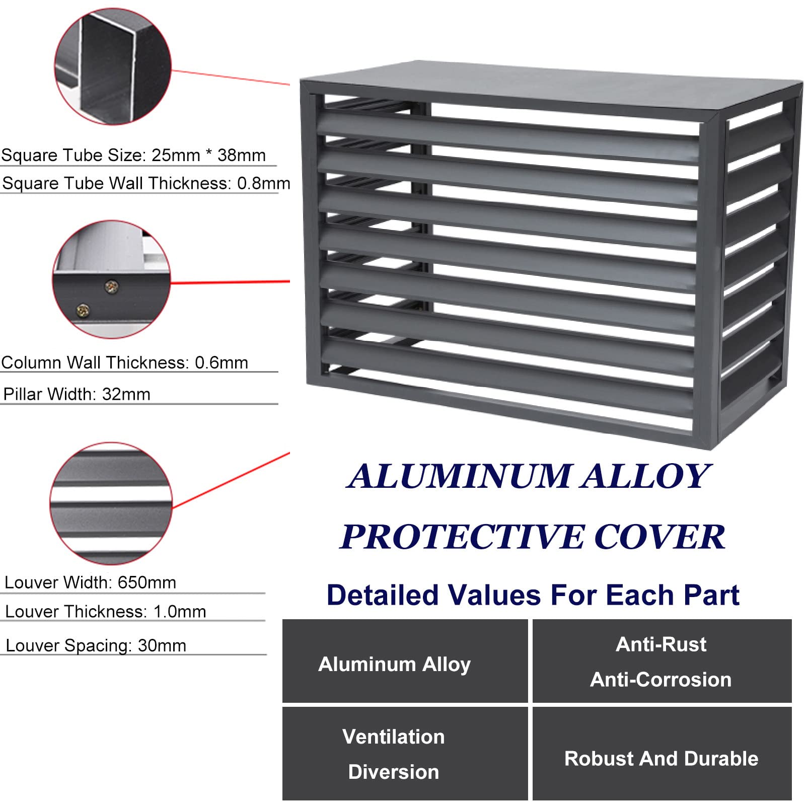 Outdoor Privacy Fence AC Cover Enclosure - Durable Aluminum Alloy Louvered Panel Screen Divider for Pool Pump Barrier & Patio Furniture Protection | Perfect for Garden Decoration, Backyard Privacy & HVAC Unit Concealment
