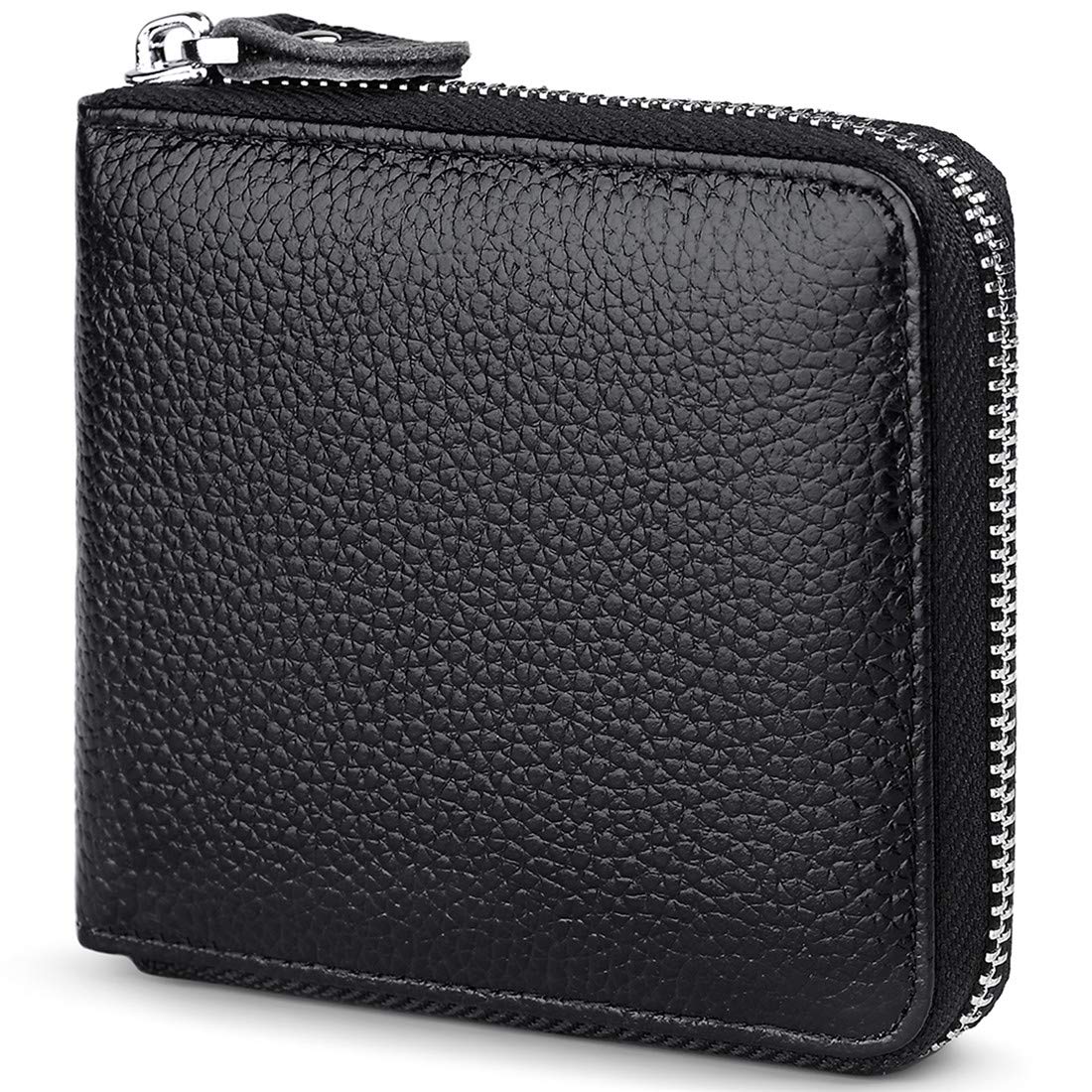 Huztencor RFID Blocking Leather Bifold Wallet for Men - Slim Credit Card Holder with Zipper, Secure Money Organizer (Ideal for Travel, Business & Everyday Use)