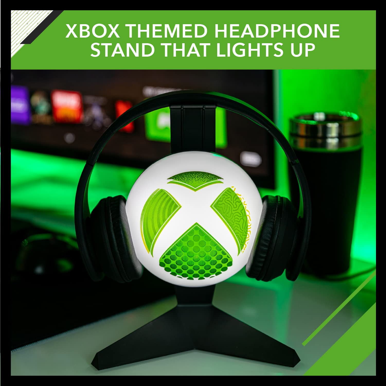 Official Xbox Headset Stand with LED Light - USB Powered Gaming Headphone Holder for Xbox Series X|S, Xbox One - Perfect Gaming Setup Accessory & Gift for Gamers - Ideal for Desk, Bedroom, and Gaming Room Organization