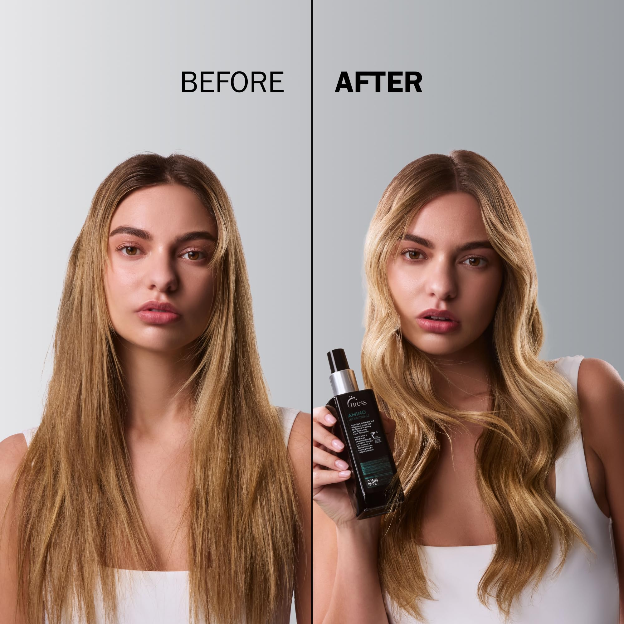 TRUSS Amino Heat Protection Spray for Hair - Anti-Frizz Leave-In Conditioner with Essential Oils - Hydrating & Amino Acid Replenishment - Color Safe Heat Protectant & Detangler (7.61 oz) - Perfect for Styling, Blowouts & Daily Frizz Control