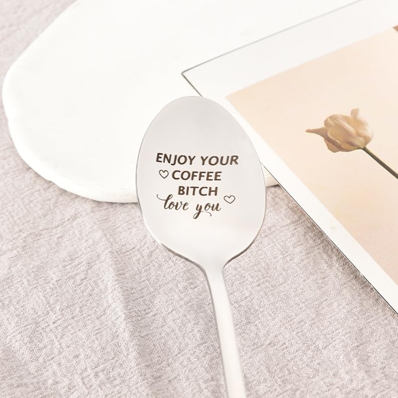 Funny Coffee Spoon Gift for Women - Best Friend Birthday, Christmas, BFF, Teen Girls, Espresso Lover, Cute Friendship Present for Her, Cousin, Sister - Perfect for Coffee Breaks, Office Use, and Home Decor