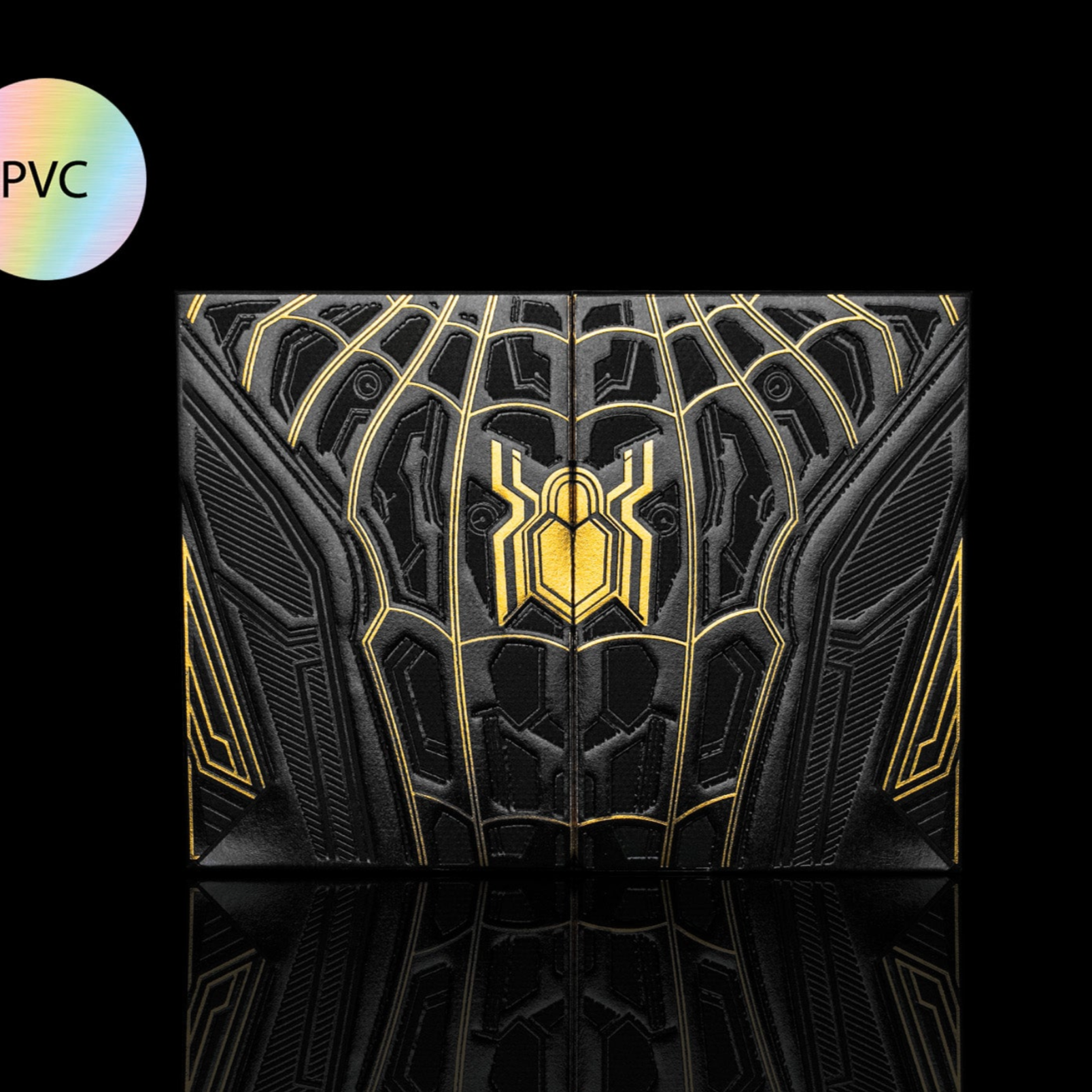 Spider-Man Themed PVC Playing Cards - Black & Gold Deck for Collectors, Poker, Magic Tricks & Game Nights