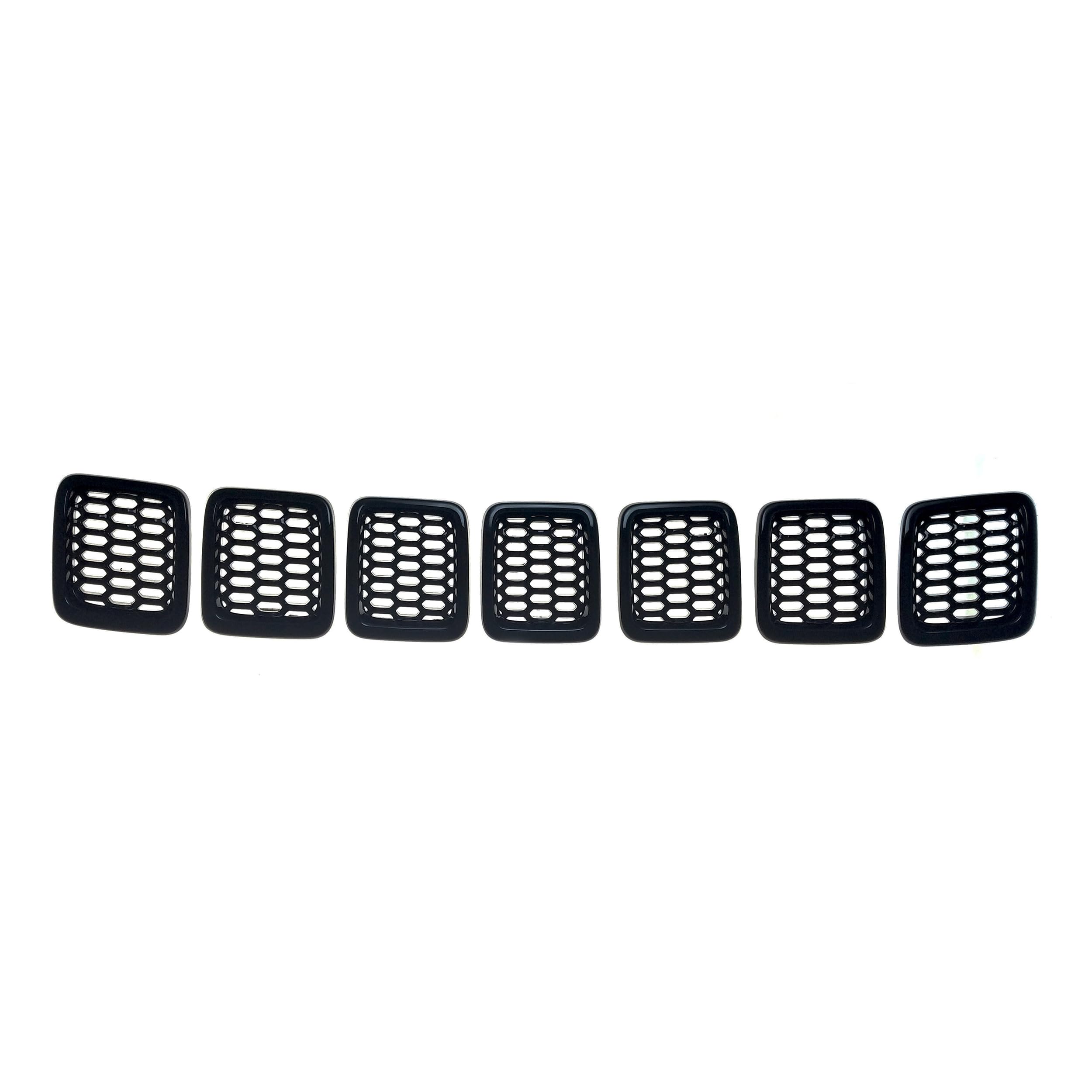 Gloss Black 7-Piece Tape-On Grille Overlay Insert Accessory for 2017-2021 Jeep Compass - ABS6478BLK - Upgrade Your Front Grille for Enhanced Style & Protection (Perfect for Off-Roading & Daily Driving)