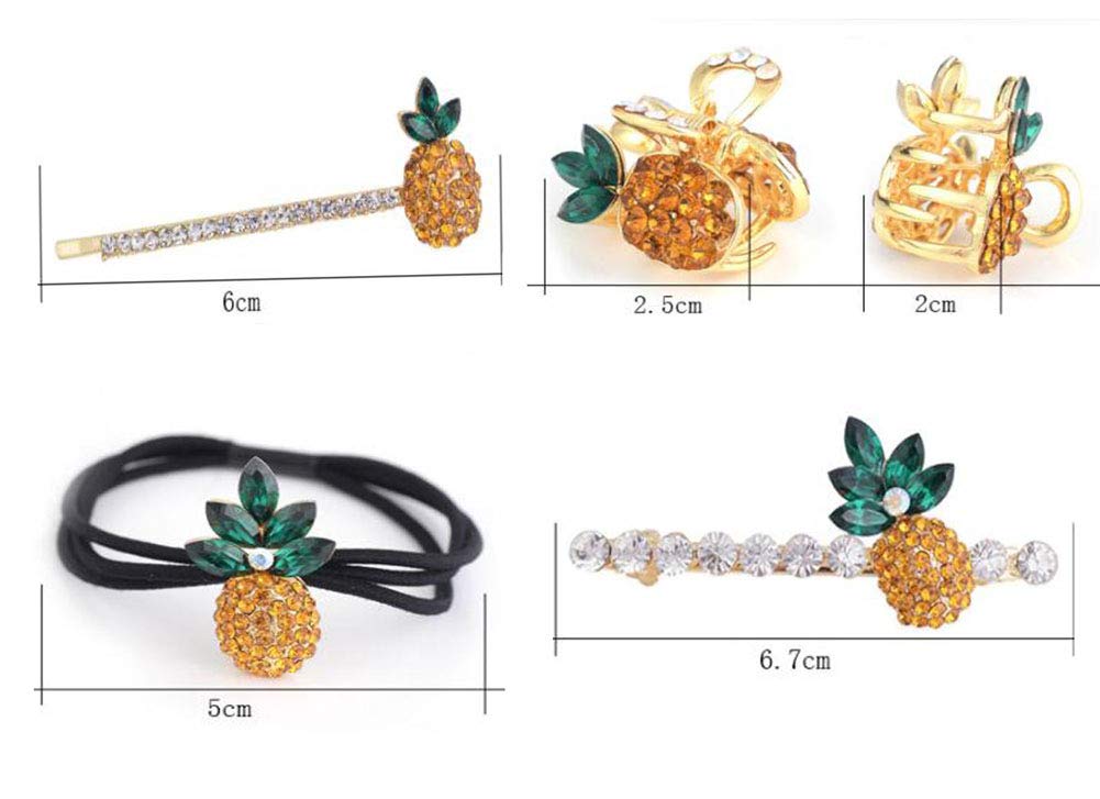 5-Pack Fashion Rhinestone Hair Claw Clips - Pineapple Bobby Pins & Barrettes for Women - Hair Accessories for Parties, Weddings, and Everyday Styling