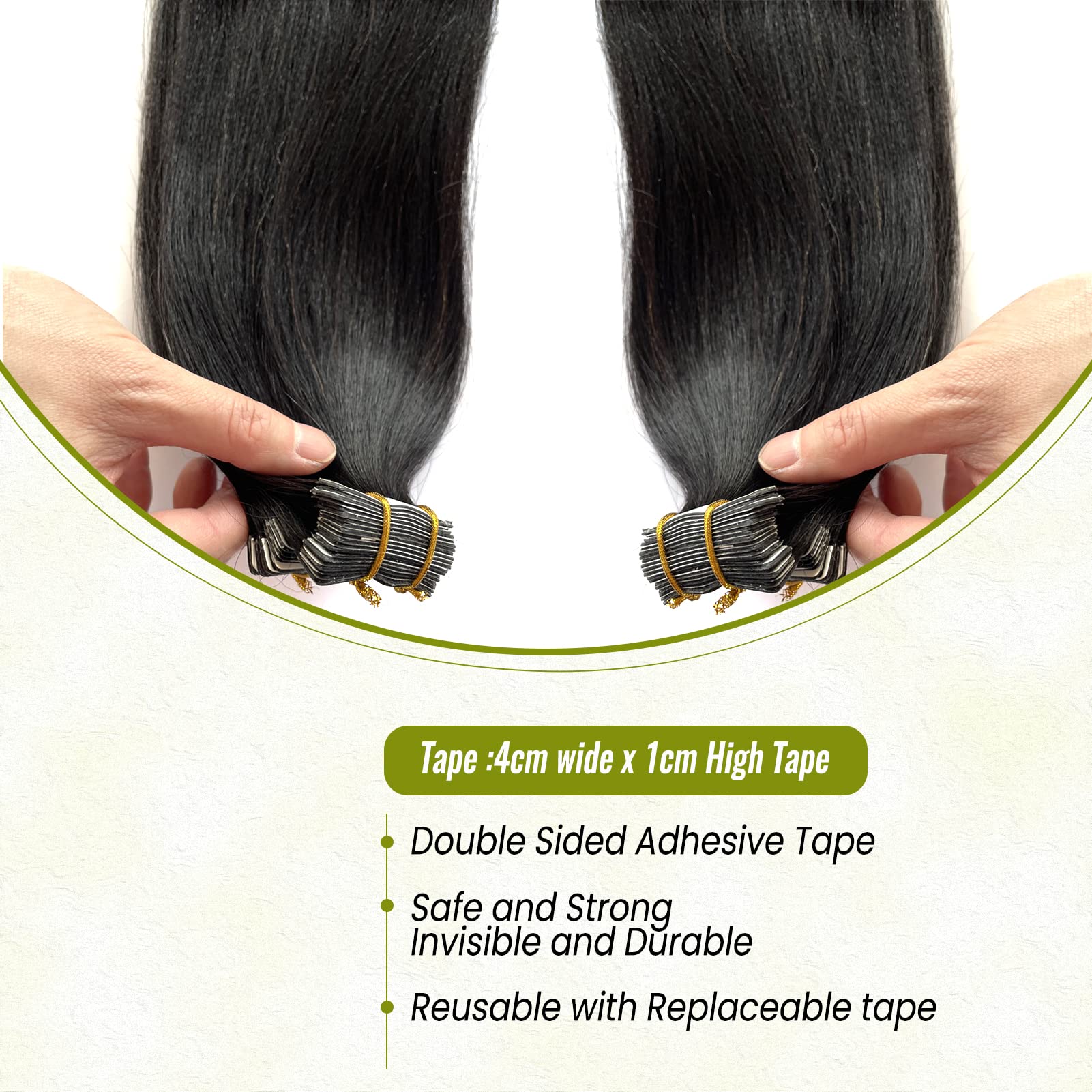 Premium Tape in Hair Extensions 100% Human Hair - Yaki Straight 20-Piece Set (22 Inch, 50G) - Double Sided Seamless Skin Weft for Black Women - Natural Look & Easy Application - Perfect for Daily Wear, Special Occasions & Styling Versatility