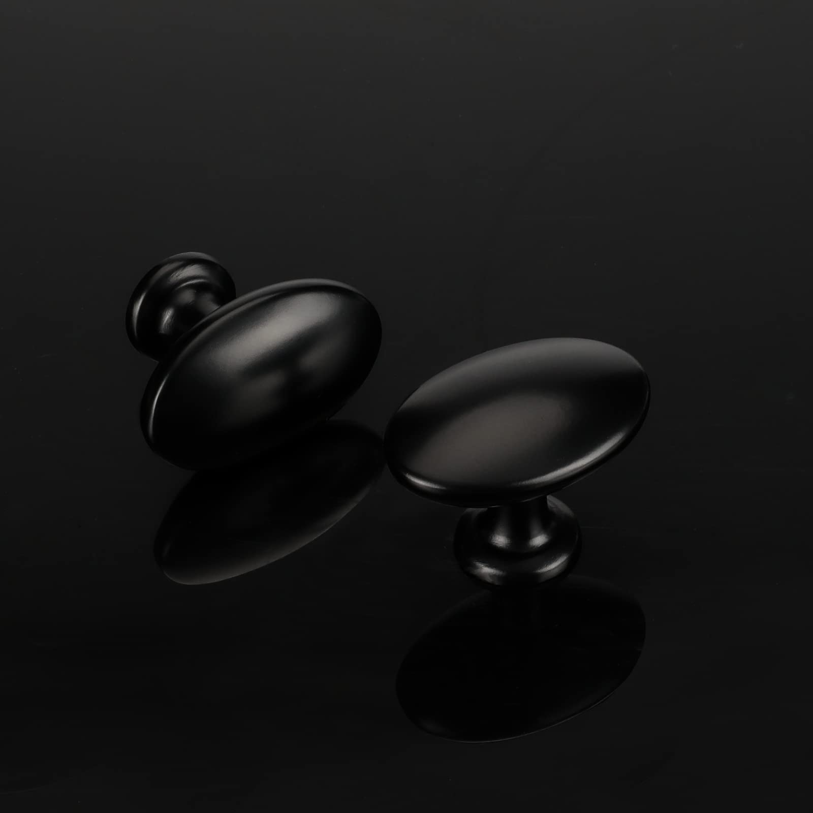 25-Pack Matte Black Cabinet Knobs - Oval & Round Drawer Pulls for Kitchen & Bathroom Cabinets | Durable Solid Hardware for Home Decor & Furniture Upgrade