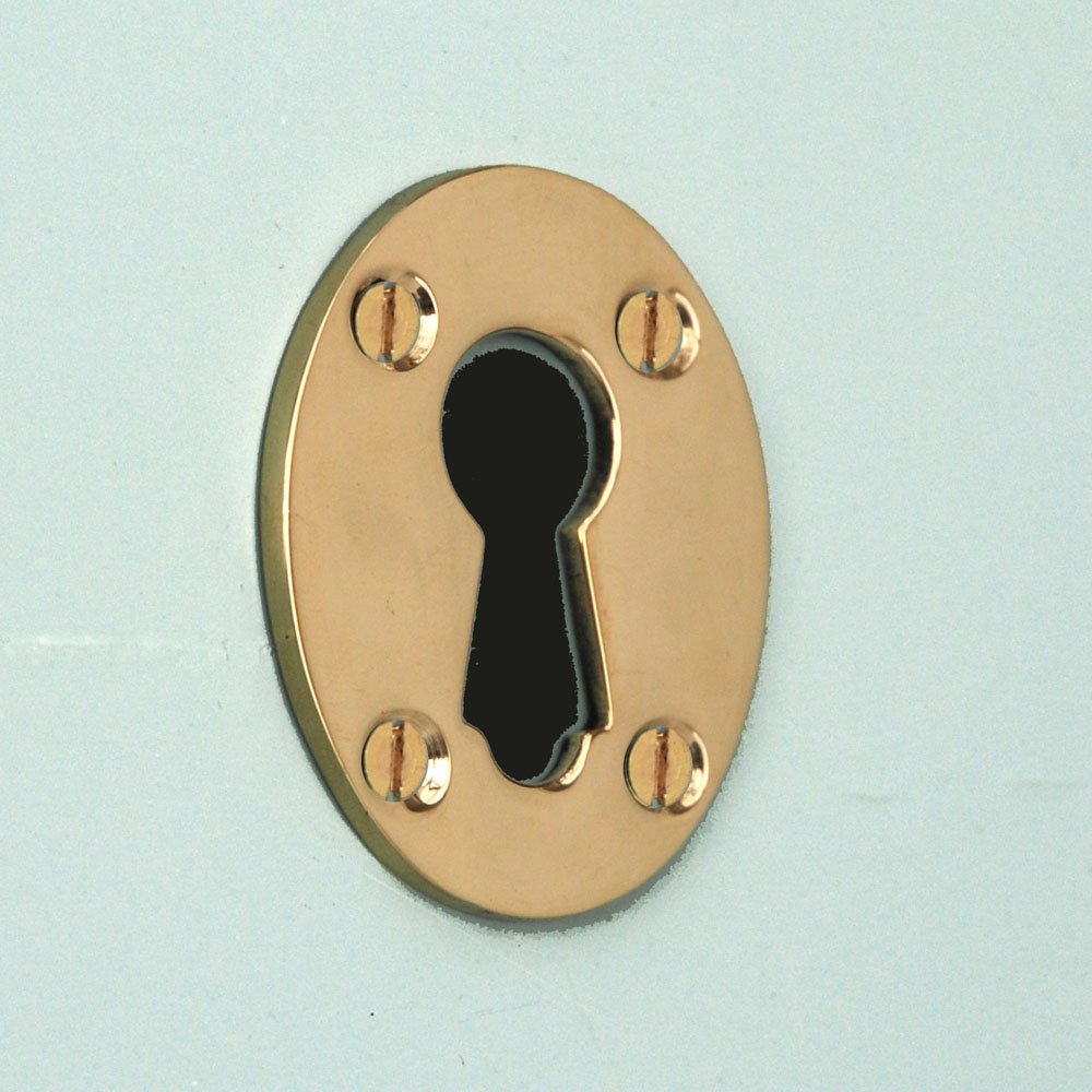 Polished Brass Oval Escutcheon - Large Size for Door Hardware & Cabinet Knobs - Perfect for Home Decor & Vintage Style Doors