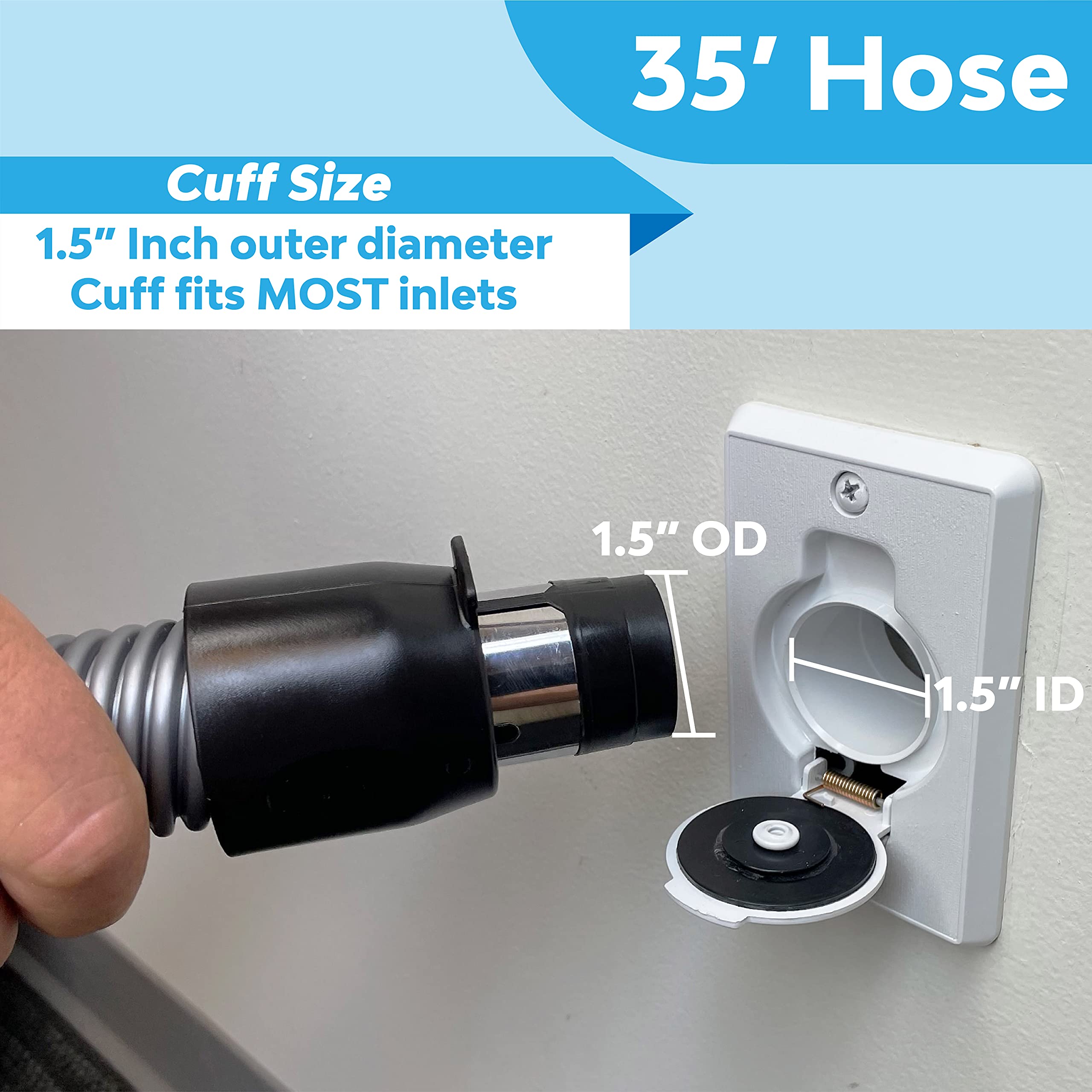 Wessel-Werk Central Vacuum Hose Kit with Floor & Household Attachments - Crushproof Vacuum Hose with On/Off Switch Control - Ideal for Home Cleaning, Car Detailing & Pet Hair Removal