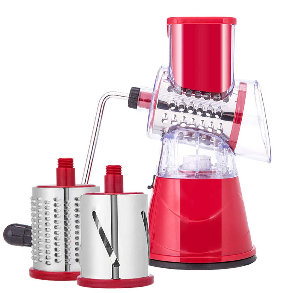 Premium Rotary Cheese Grater & Vegetable Slicer - 3-in-1 Detachable Mandoline with 3 Blades, Suction Cup Base & Rotary Drum - Perfect for Shredding Cheese, Slicing Veggies & Meal Prep in Kitchens