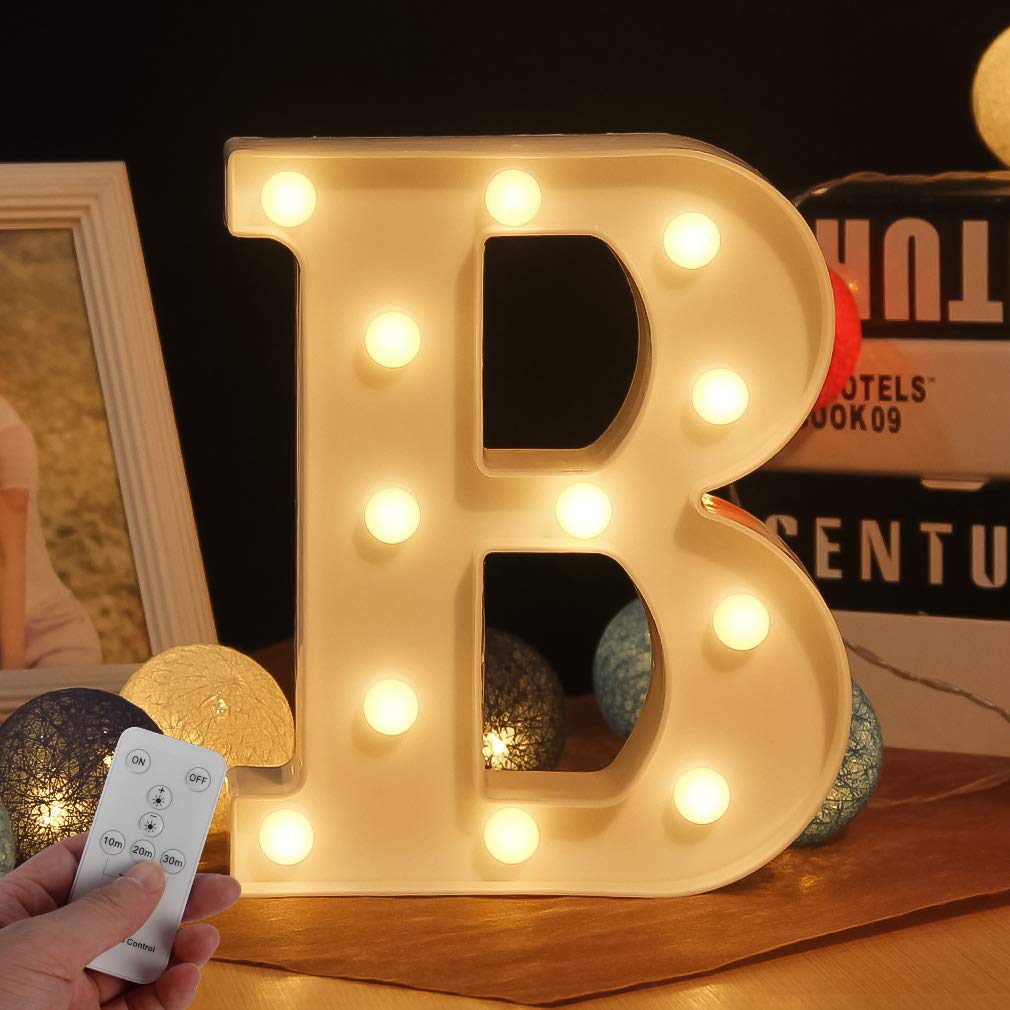 LED Marquee Letter Lights with Remote - Alphabet Wall Decor for Bedroom, Wedding, Party, Birthday & Christmas - Night Light, Home Bar Decoration (Letter B) - Perfect for Romantic Ambiance, Holiday Celebrations & Home Decor