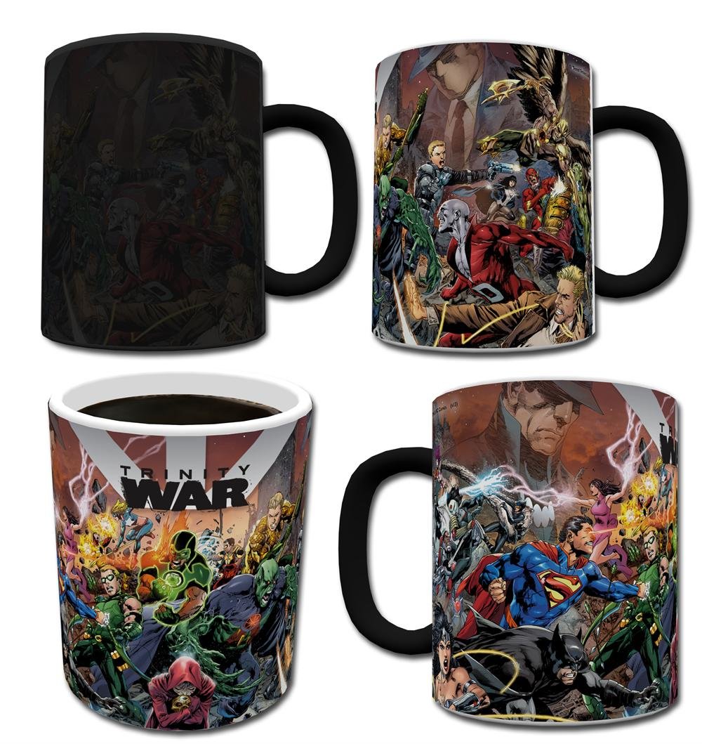 DC Comics Trinity Wars Morphing Mug - Heat Activated Ceramic Coffee Cup with Superhero Designs - Perfect for Gifts, Collectors & Comic Fans (Black)