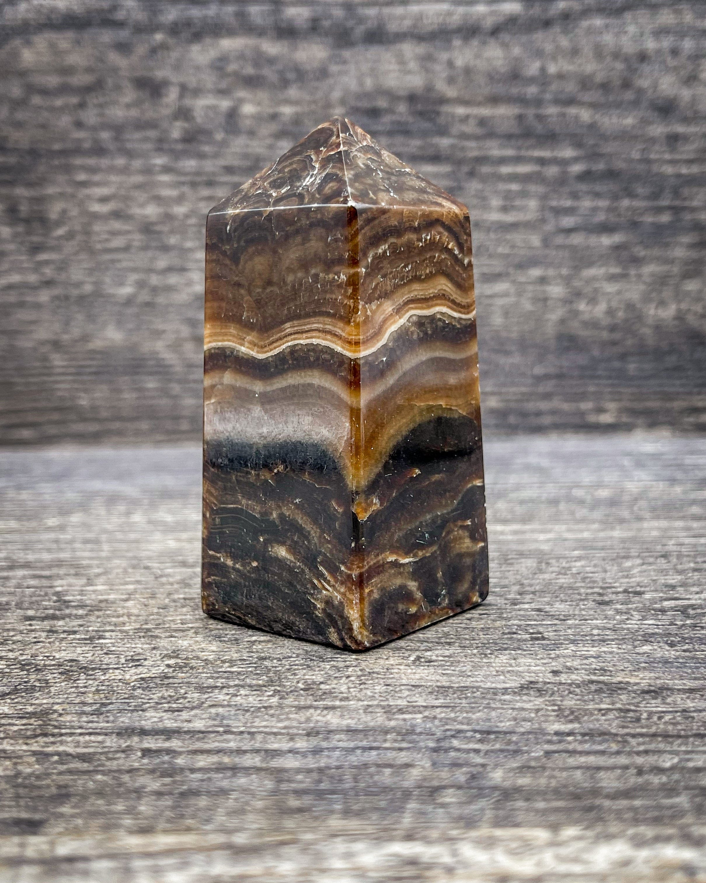 Natural Brown Onyx Crystal Tower Carving - 158g Healing Stone for Meditation, Reiki, and Home Decor