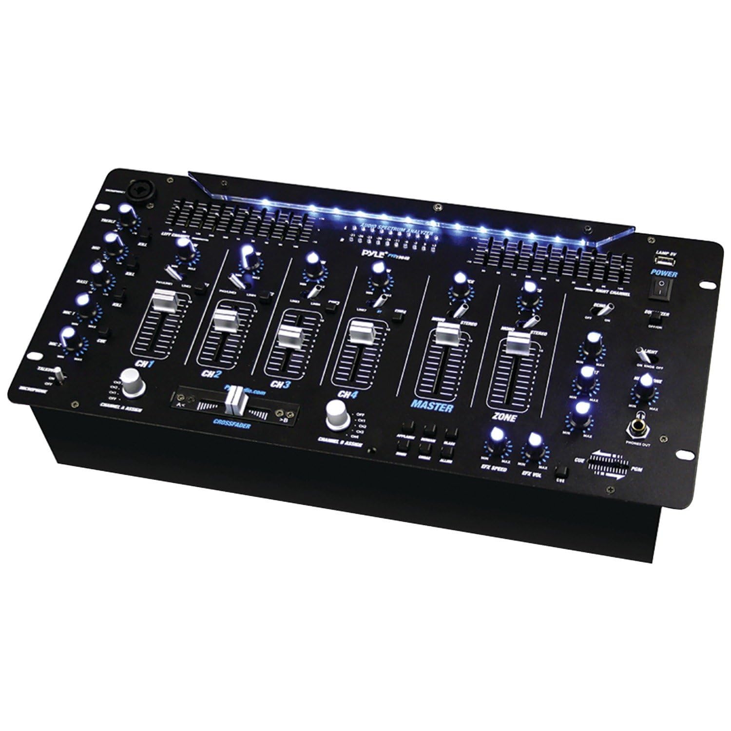Pyle 6 Channel Bluetooth DJ Mixer Controller - Professional Digital Audio Mixing System with LED Illumination, Speed Control & 5U Rack Mount (PYD1964B) - Perfect for DJ Studios, Live Performances & Home Recording