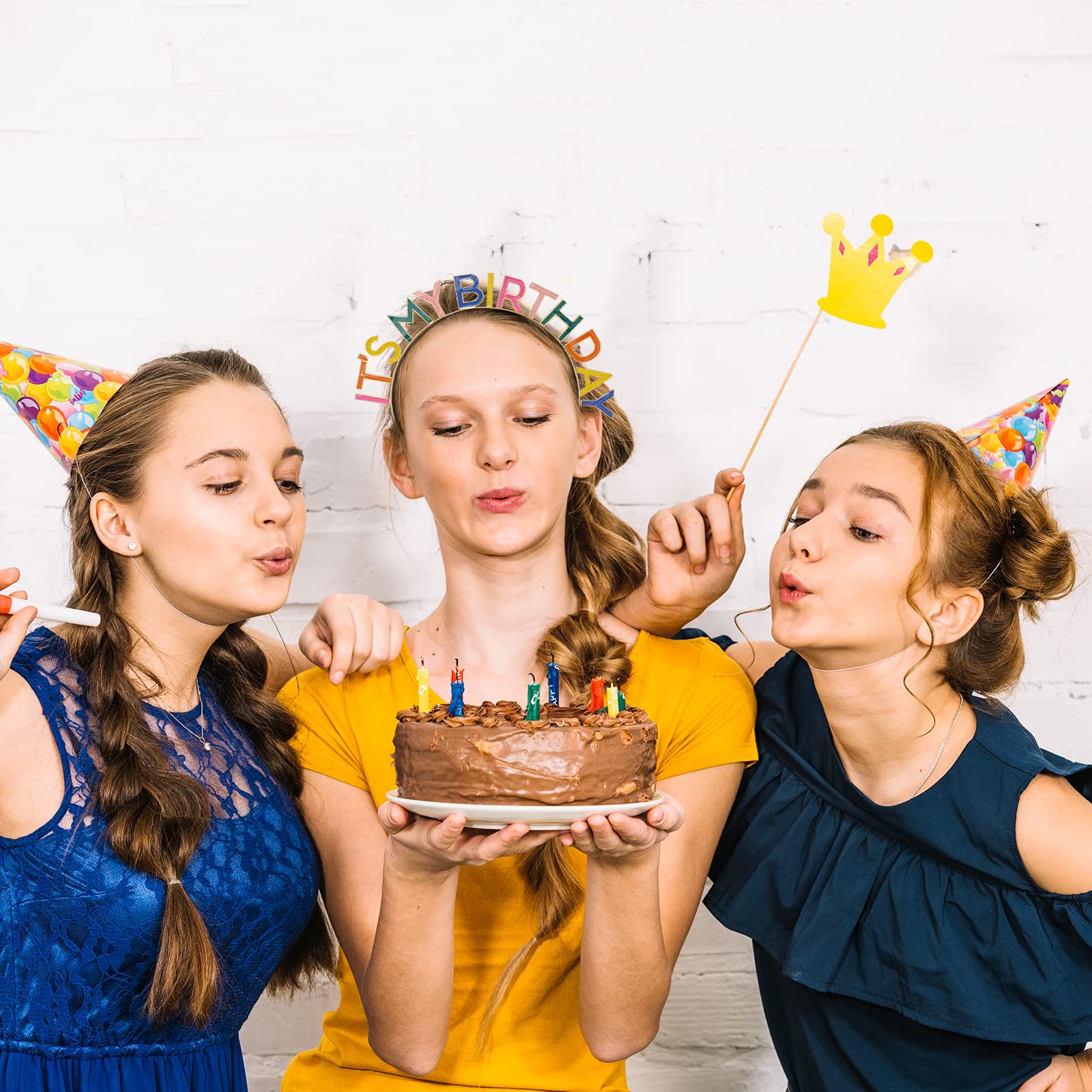 Rainbow Alloy Birthday Headband Crown for Women & Girls - Sparkling Party Hair Accessory & Gift - Perfect for Birthday Celebrations, Princess Parties & Festive Decorations