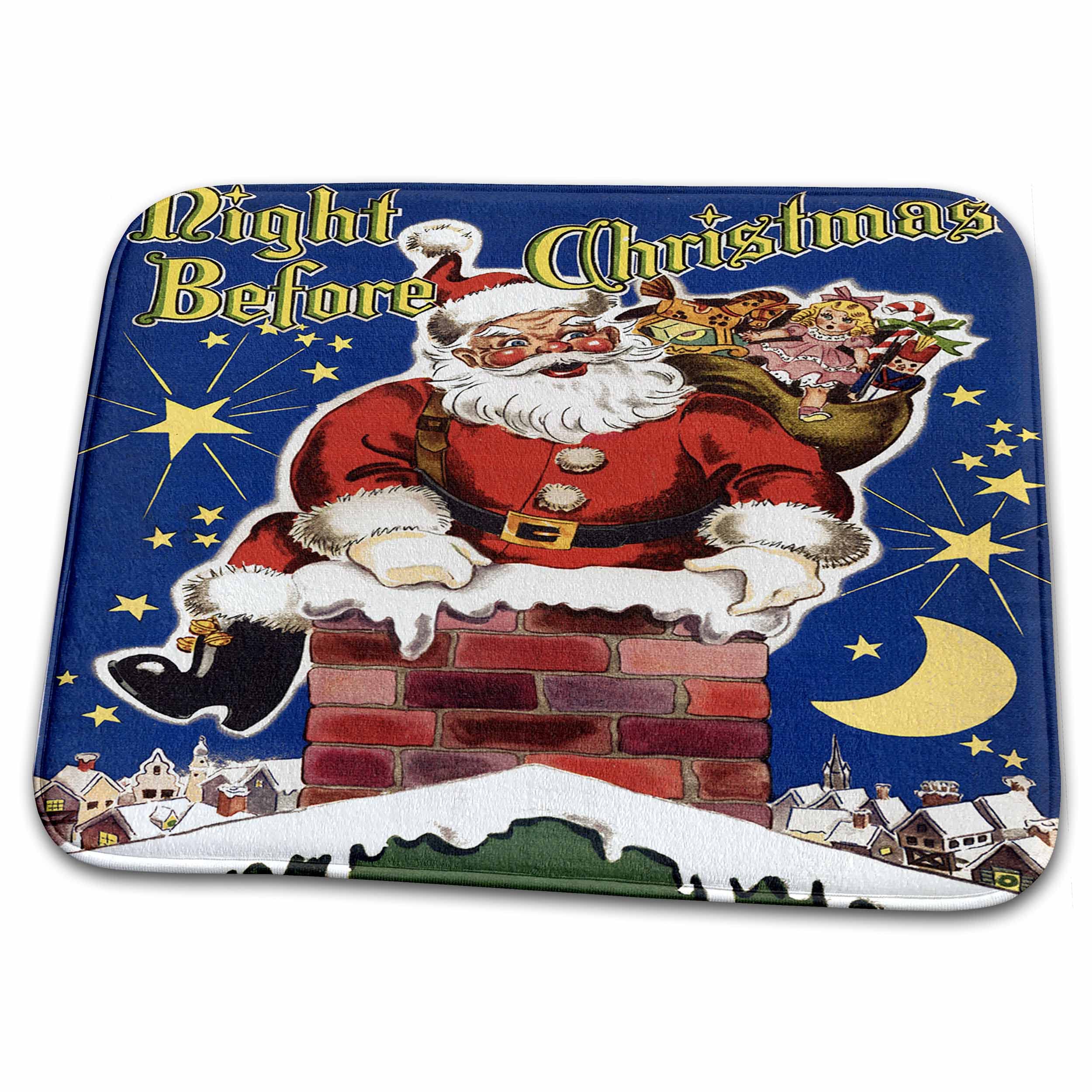 3dRose 'Night Before Christmas' Santa Claus Bath Rug Mat - Non-Slip Holiday Bathroom Decor for Christmas, Home & Gifting (rug-170866-1) - Perfect for Bathrooms, Kitchens, and Festive Holiday Decorations