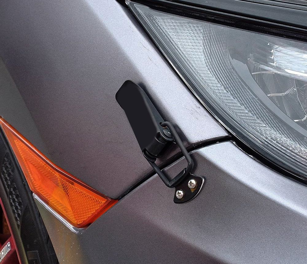 4-Piece Black Matte Finish Fender Bumper Hood Quick Release Lock Clip Hasp Latch - Perfect for Car Hood, Trunk & Off-Road Vehicle Accessories