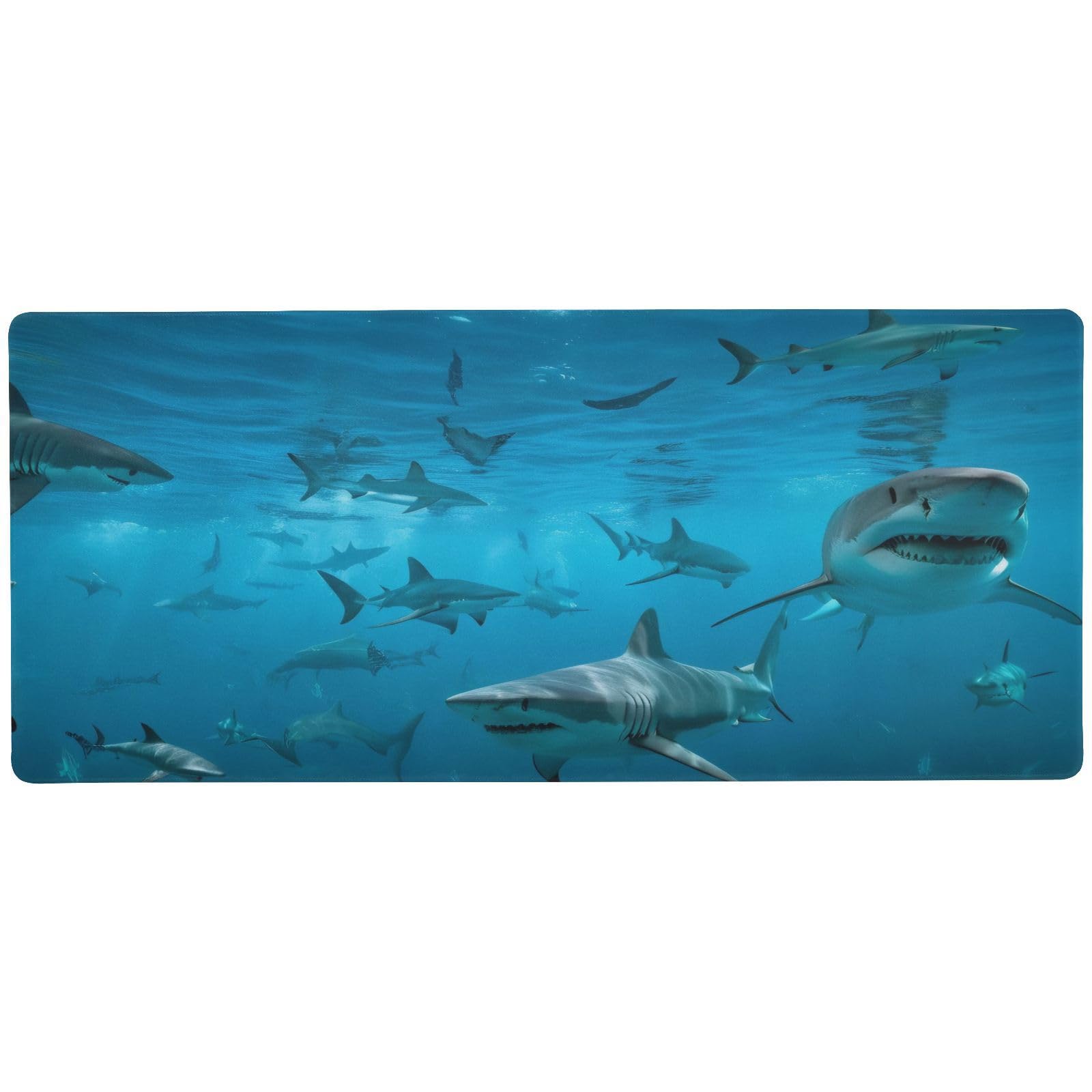 Xigua Sea Shark XXL Gaming Mouse Pad - 35.4x15.7 Inch Non-Slip Rubber Base Keyboard Mouse Mat for PC, Laptop, Office & Study | Perfect for Gamers, Programmers & Work from Home Setup