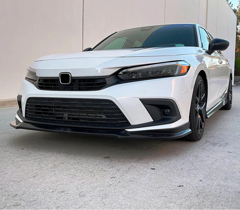 2022-2025 Honda Civic Sedan & Hatchback IK2 Style Front Lip Spoiler - Unpainted Black ABS Plastic Bumper Lip for Enhanced Aerodynamics & Sporty Look - Perfect for Street Racing & Car Shows