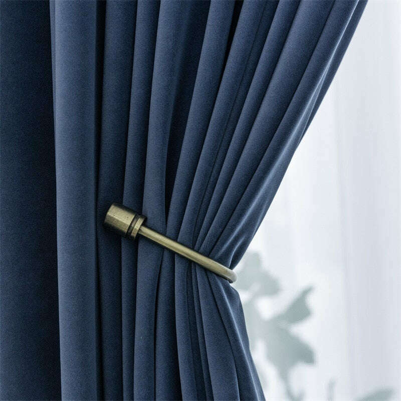 Luxury Velvet Curtains for Living Room - Soft Plush Blackout Drapes, Thermal Insulated Window Treatments, Noise Reducing & Light Blocking, Modern Blue Velvet Curtains for Bedroom, Home Decor