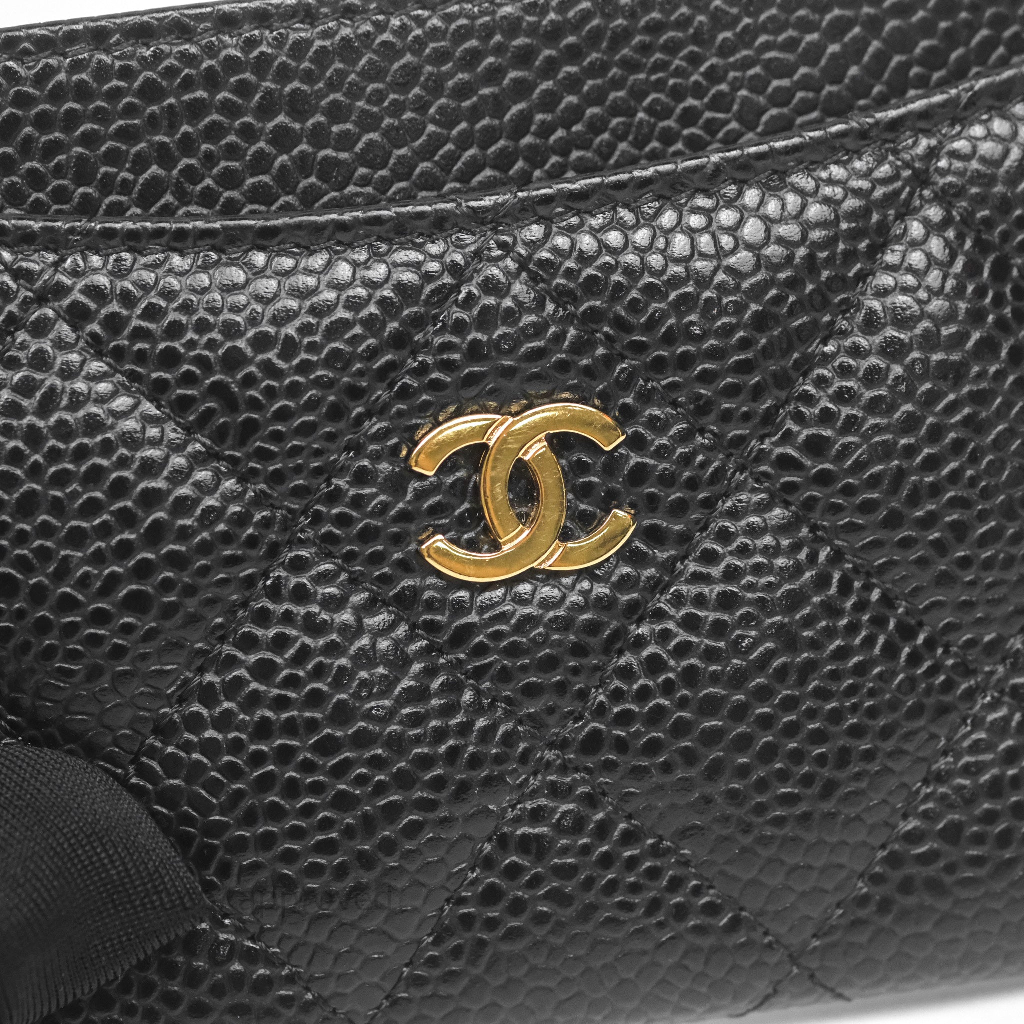 Chanel Classic Flat Card Holder in Black Caviar Leather with Gold Hardware - Luxury Wallet for Women, Perfect for Everyday Use & Gift Giving