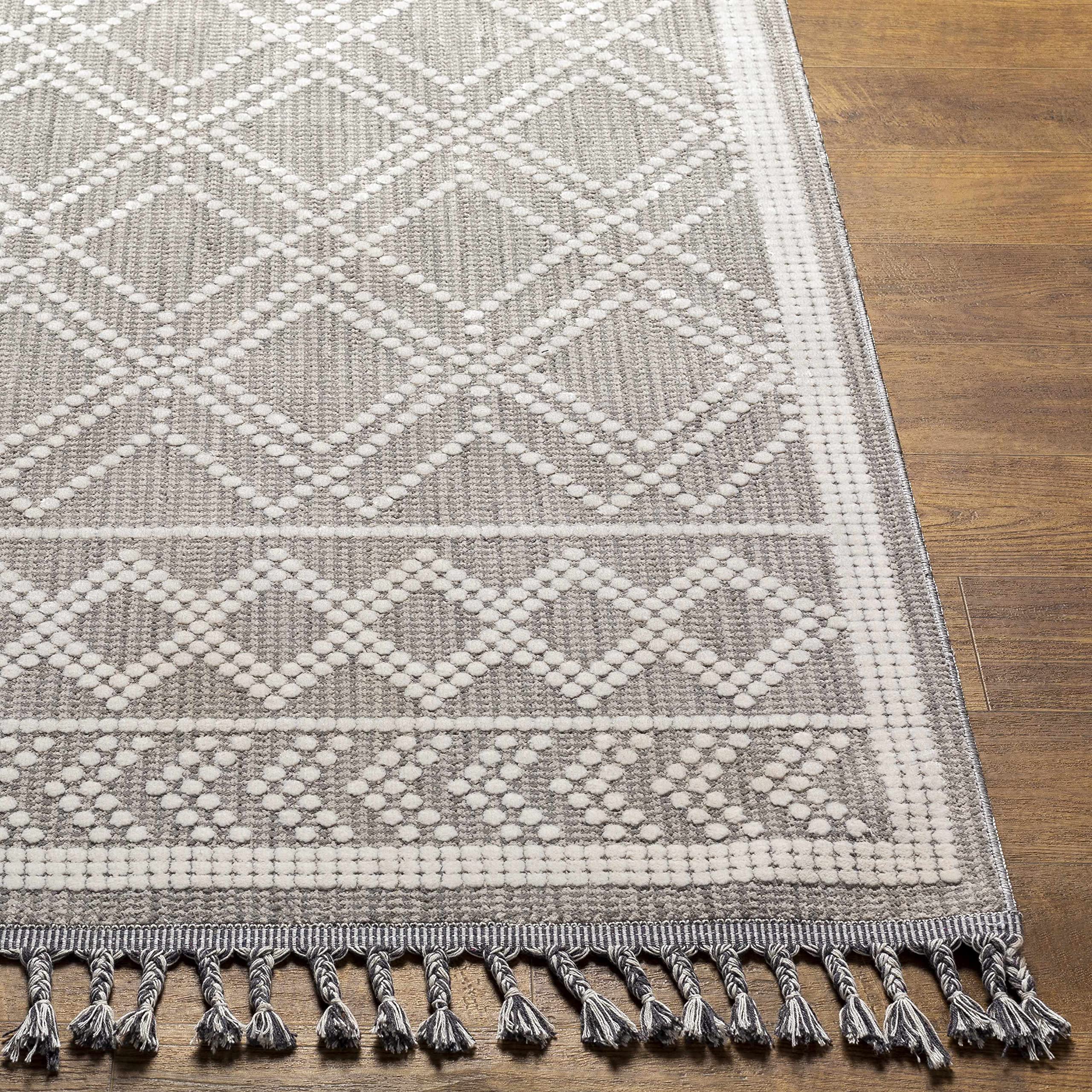 Hauteloom Taye Modern Area Rug for Living Room and Bedroom - Soft Gray and Green - 7'10