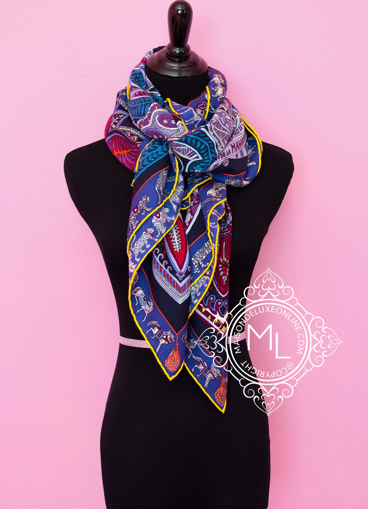 Hermes Le Jardin de la Maharani Purple Cashmere Shawl Scarf - 140 GM Luxury Wrap for Women, Perfect for Evening Events & Winter Fashion Accessories