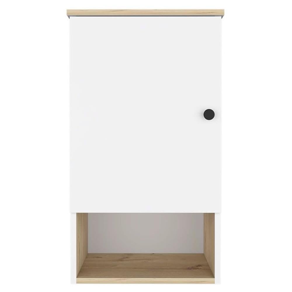 Modern Wood Bathroom Medicine Cabinet - Light Oak & White Finish | Wall Mounted Storage for Bath Essentials, Makeup & Toiletries | Perfect for Small Bathrooms, Vanities & Powder Rooms