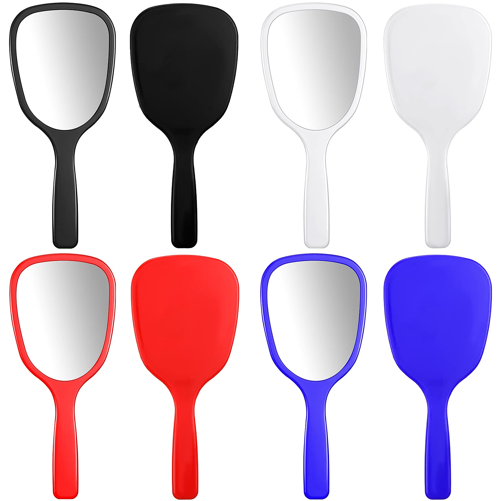 Jetec Handheld Travel Mirror 8-Pack - Compact Makeup Mirror for Home & Travel (Blue/Black/Red/White)