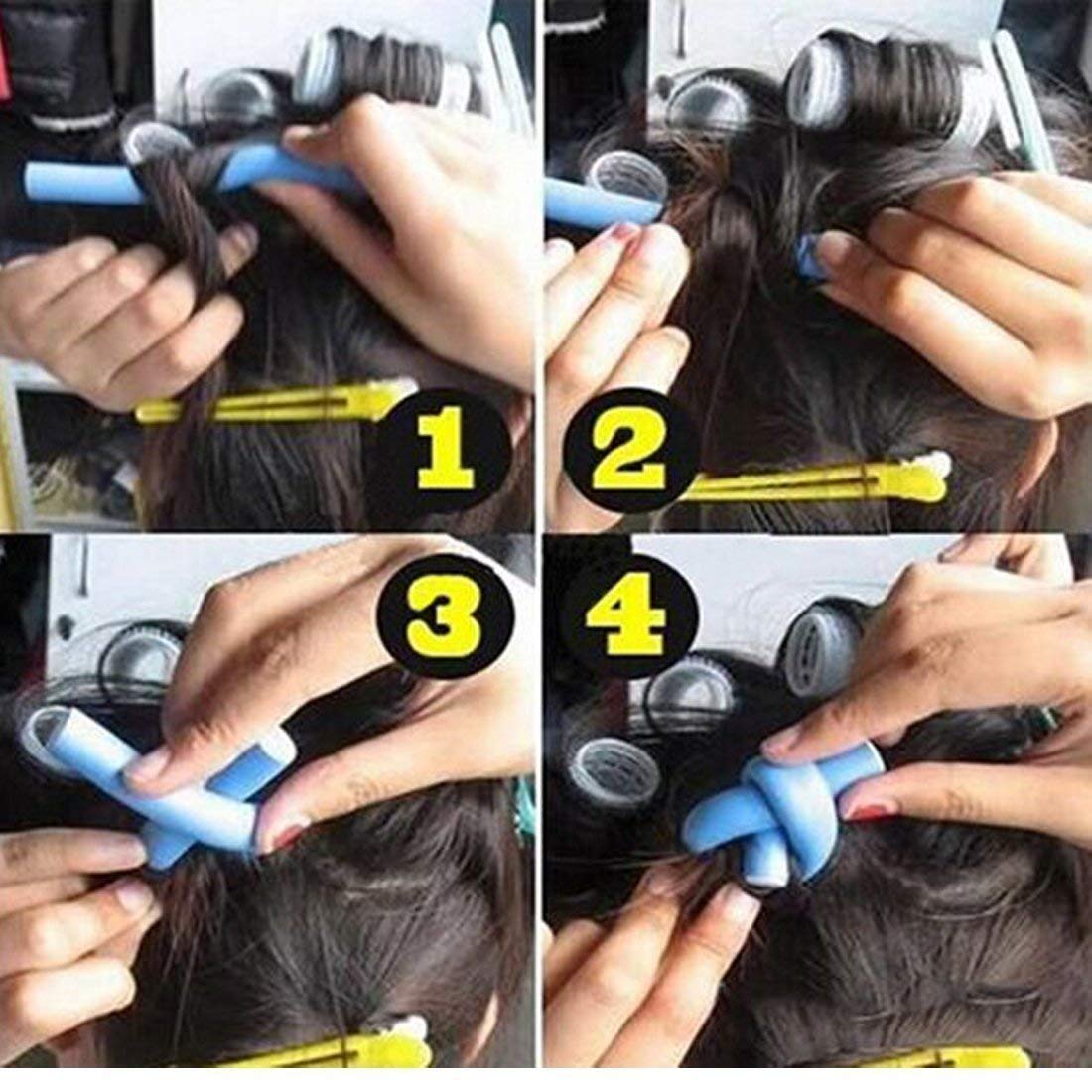 DEXO Hair Curling Flexi Rods Set - 10 Pack Magic Air Hair Rollers, Bendy Styling Sticks & Clips for Soft Curls and Waves - Perfect for Home Salon, DIY Styling, and Professional Use