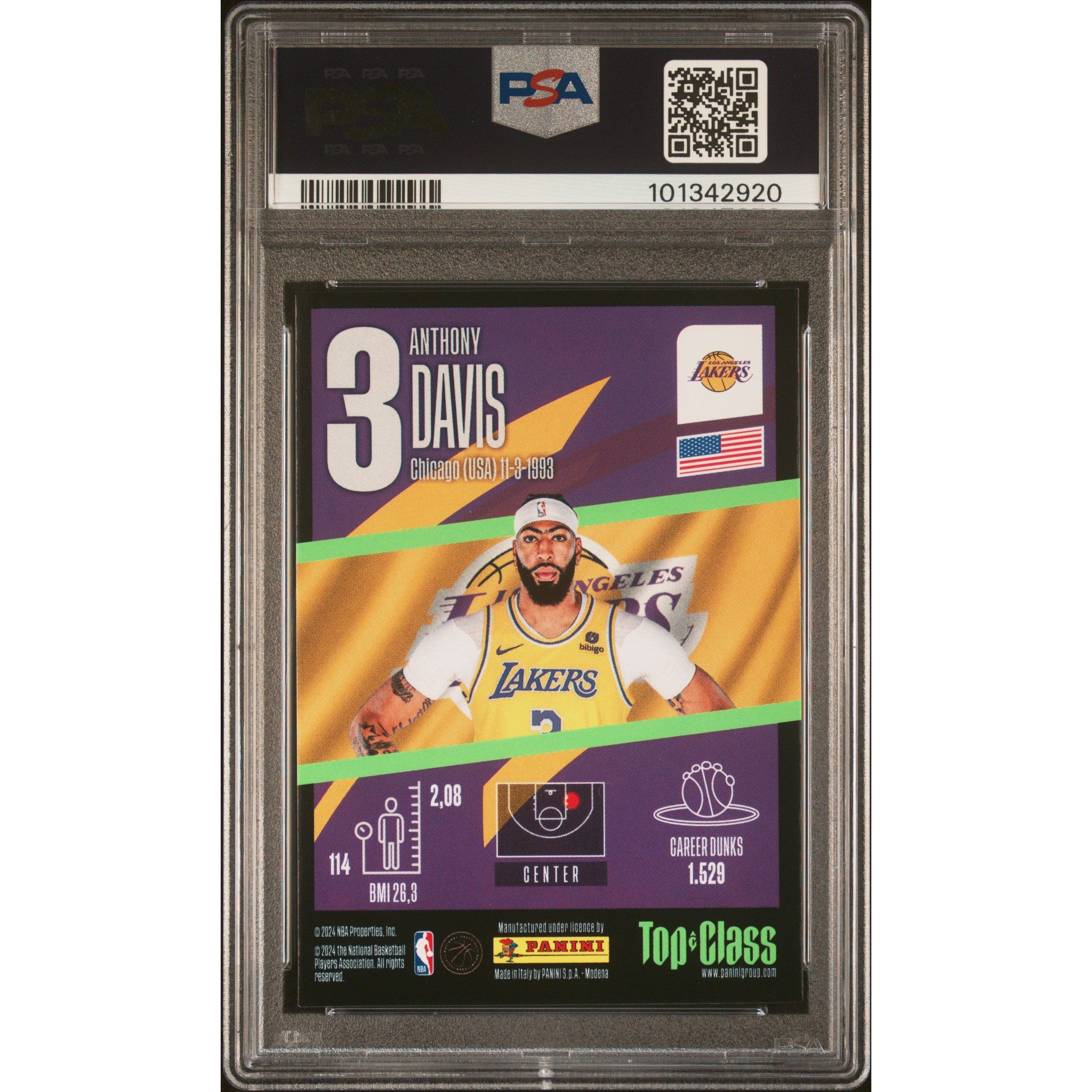 2024 NBA Panini Top Class Anthony Davis Max Power #173 PSA 8 Graded Basketball Card - Perfect for Collectors, Investors & Sports Memorabilia Enthusiasts