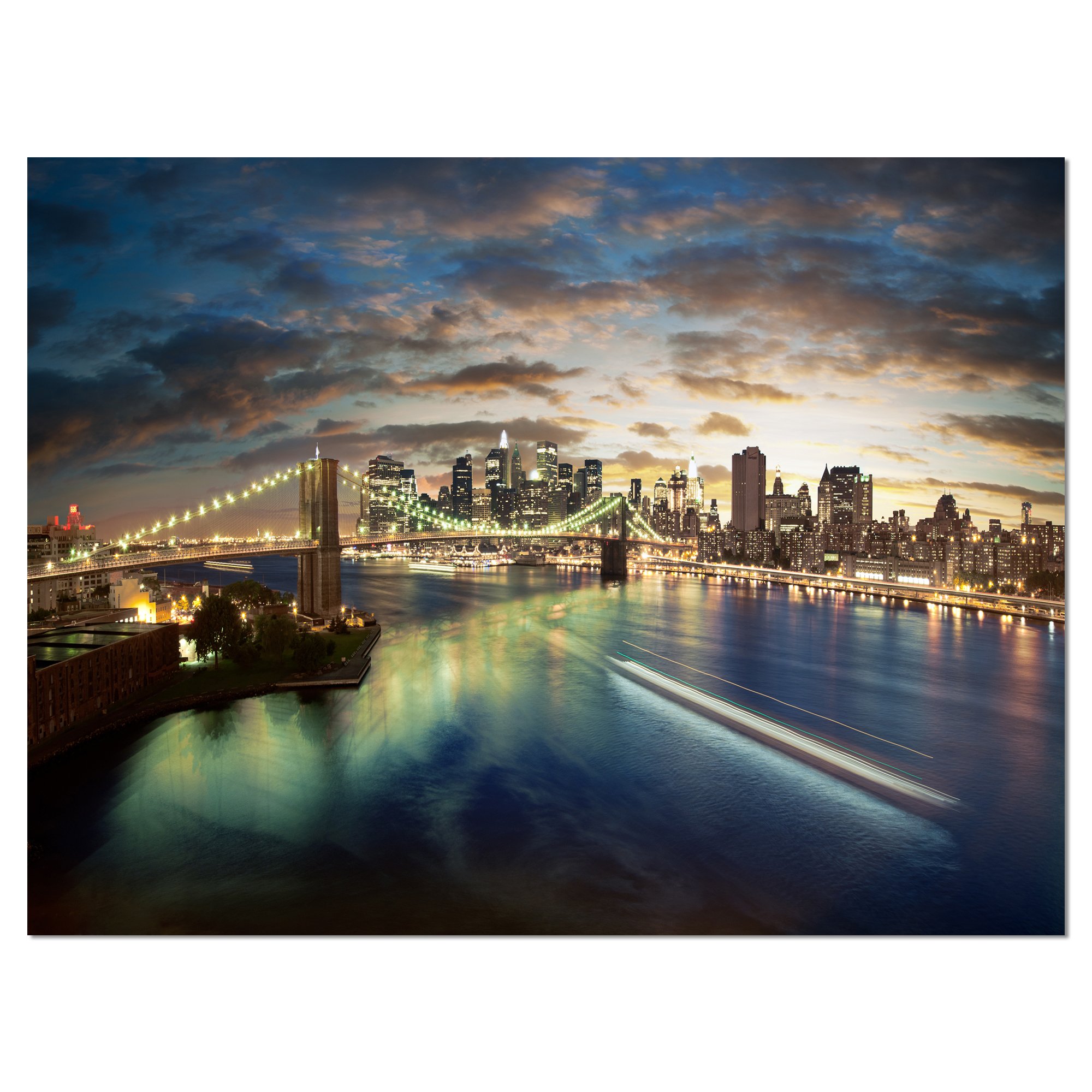 New York Cityscape Canvas Print - Cloudy Skies Skyline Wall Art for Living Room & Office Decor