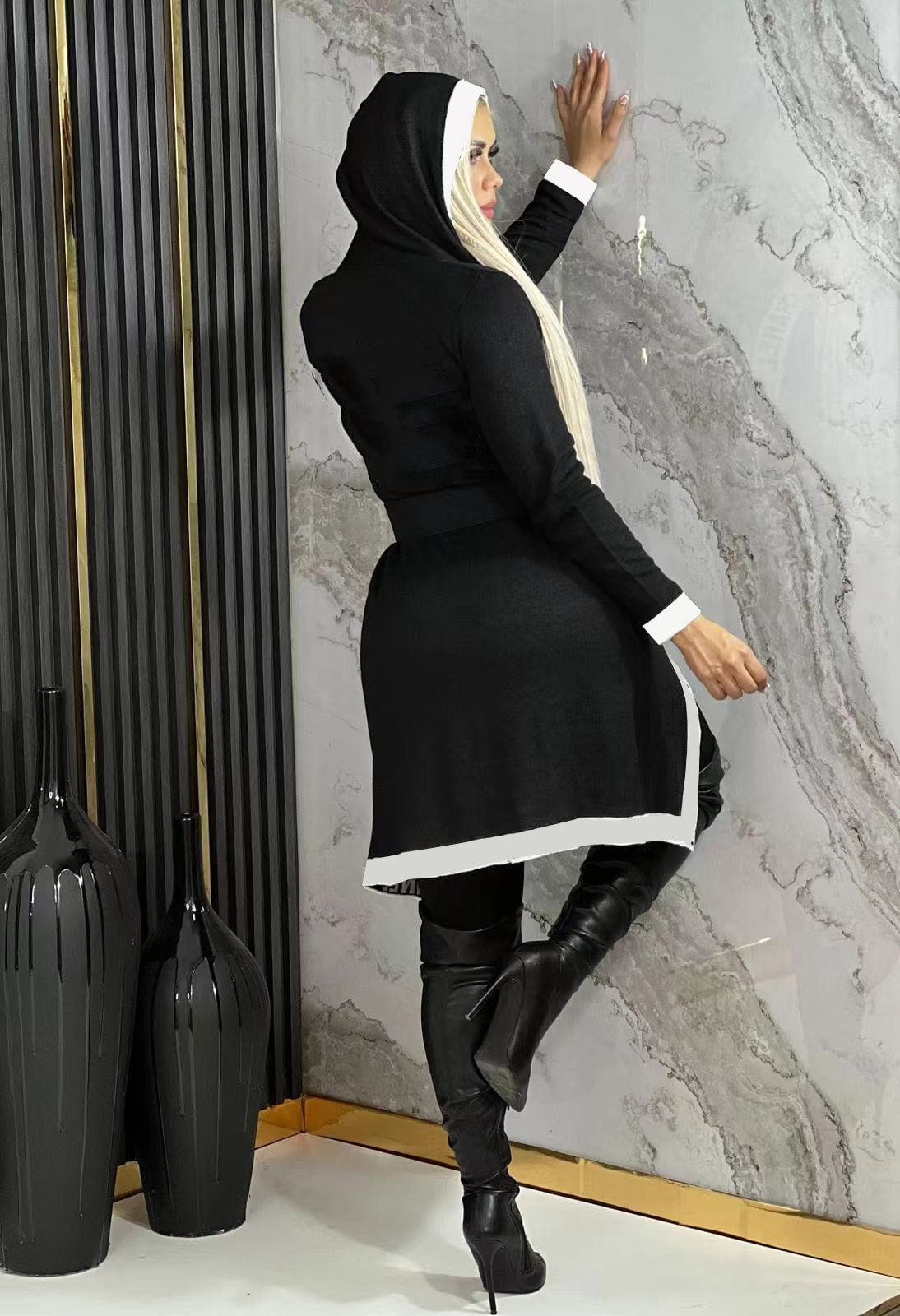 Long Sleeve Knit Hooded Cardigan Sweater for Women - Cozy Open Front Jacket Without Belt | Perfect for Fall, Winter & Layering Outfits