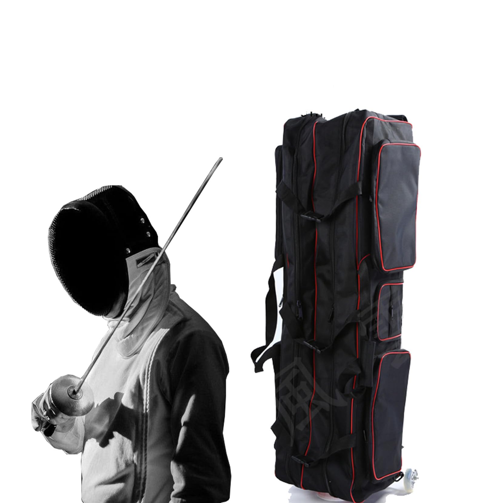 Premium Waterproof Oxford Fencing Sword Bag with Back Strap - Durable Roller Storage for Longsword & Mask - Perfect for Tournaments, Practice & Travel