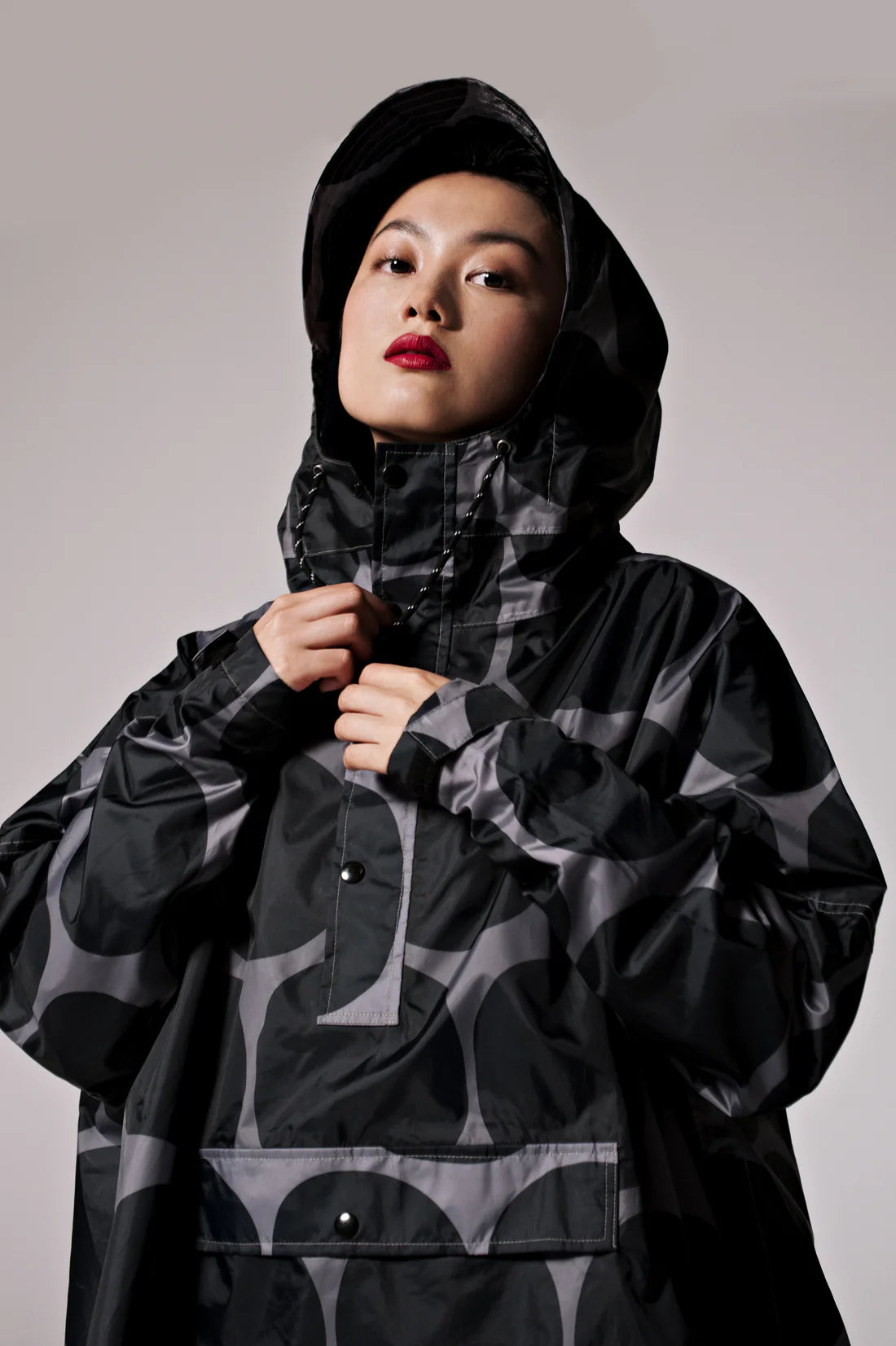 Black Polka Dot Rain Poncho - Waterproof Lightweight Hooded Raincoat for Women & Men - Perfect for Outdoor Activities, Hiking, Camping & Festivals