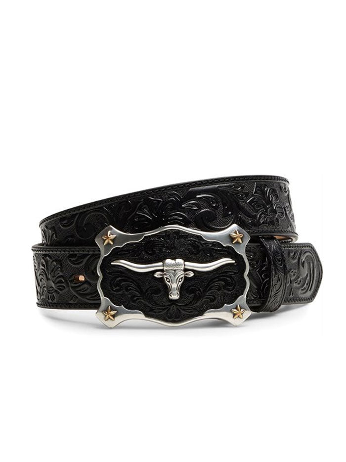 Justin C11193 Men's Classic Longhorn Leather Belt - Genuine Cowhide Western Belt for Men - Perfect for Cowboy Boots, Jeans & Casual Wear