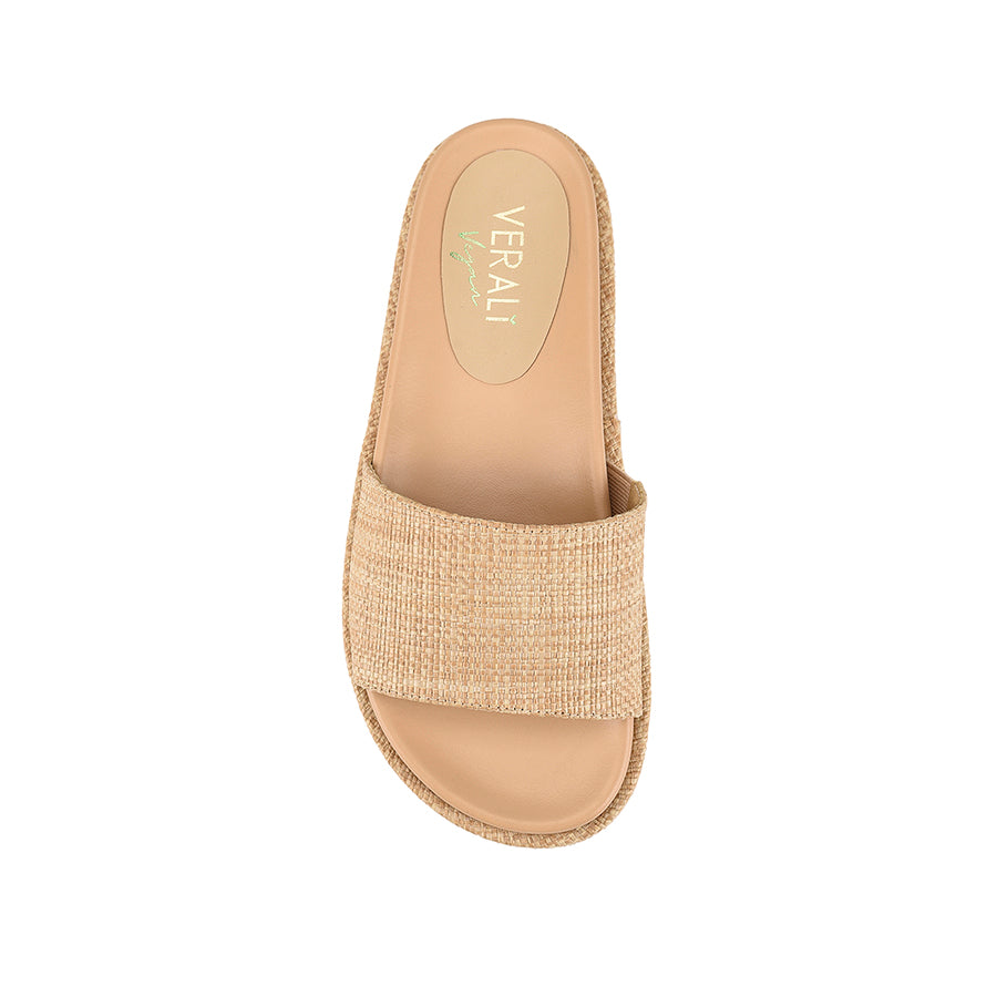 Romy Flatform Slides for Women - Natural Raffia Sandals | Comfortable Summer Beach Slides for Casual Outings and Vacation Wear