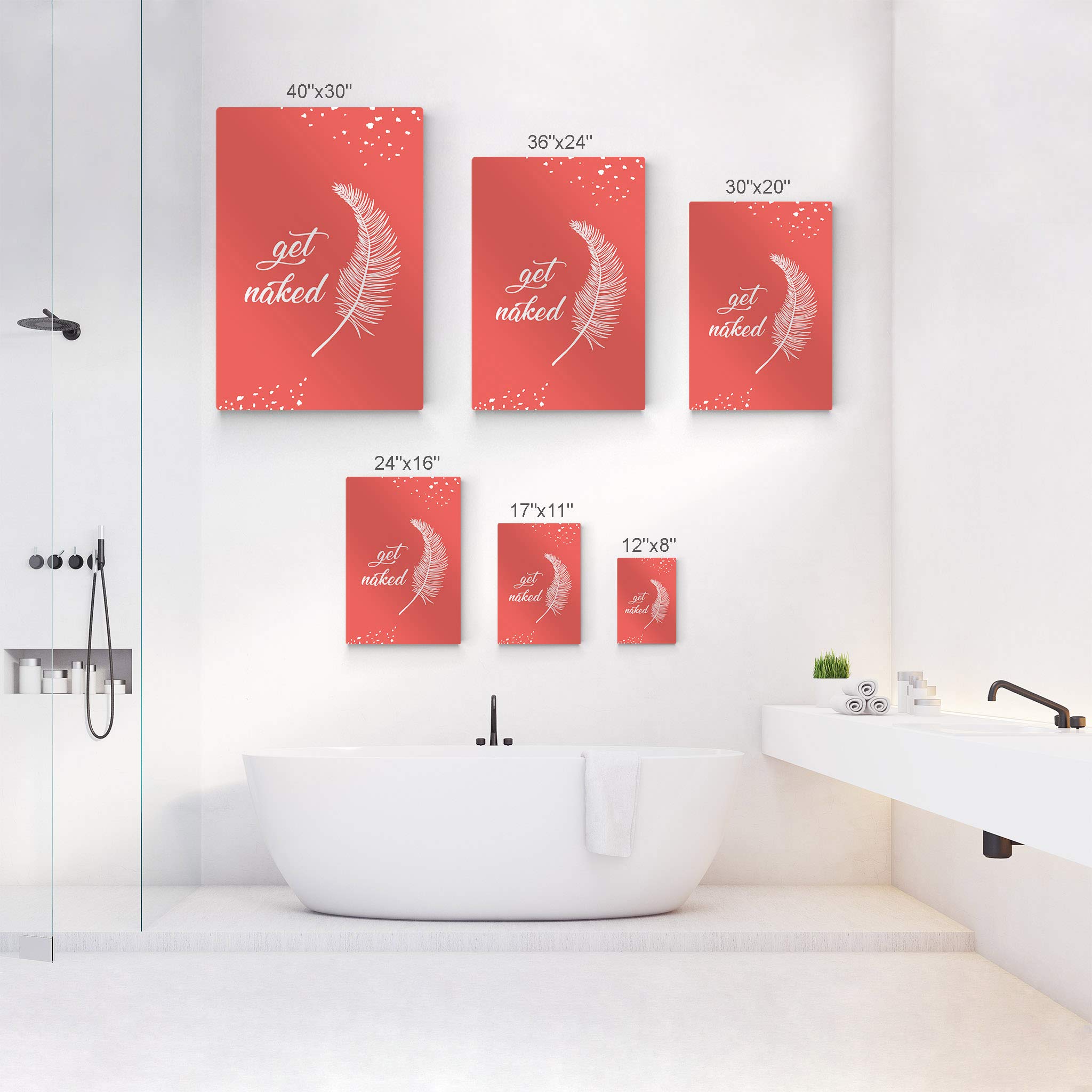 Smile Art Design 'Get Naked, Relax, Unwind' 3-Piece Metal Wall Art Set - Funny Bathroom Signs & Decor (17x11 Inches) Ready to Hang - Perfect for Bathroom, Toilet, Spa & Home Humor Decor