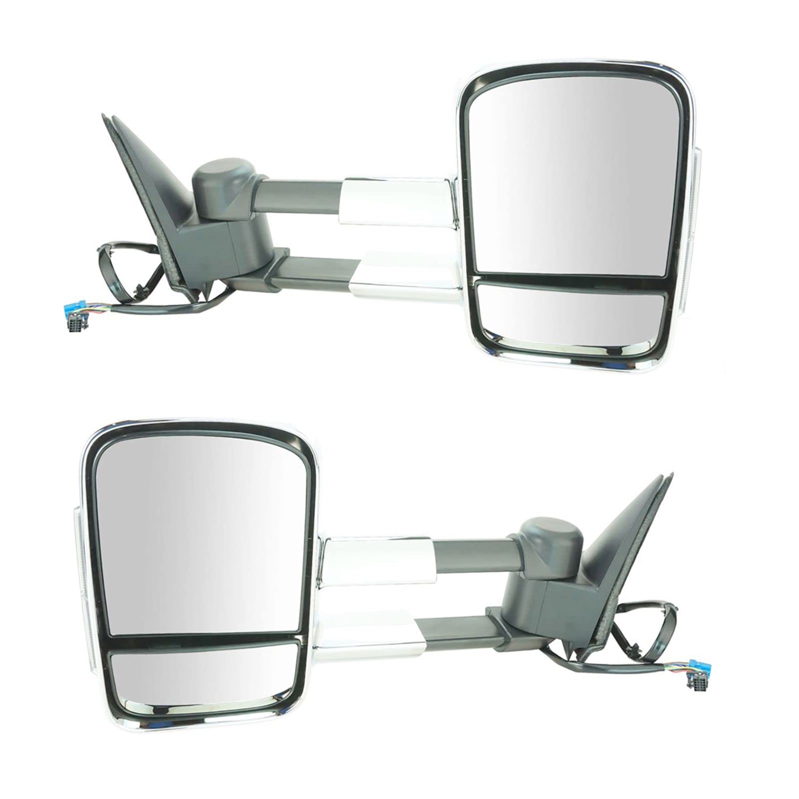 Heated Power Telescoping Side View Mirrors with Turn Signal for Chevy GMC - Chrome Pair Set - Perfect for Winter Driving & Enhanced Safety