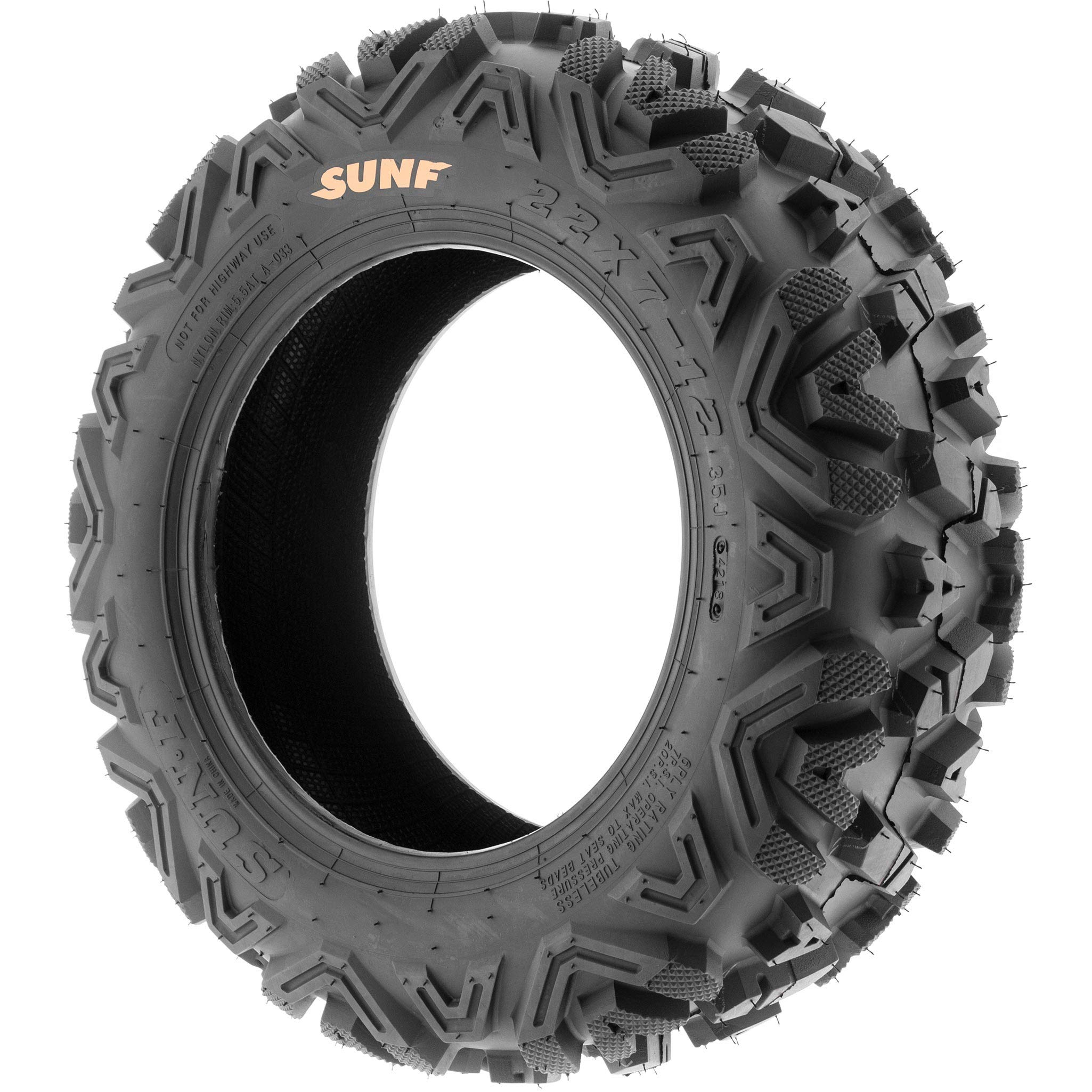 SunF 25x10-12 25x10x12 All Terrain Tires for ATV & UTV - 6 PR Tubeless Off-Road Tires (A033 POWER I) - Perfect for Mud, Sand, and Trail Riding