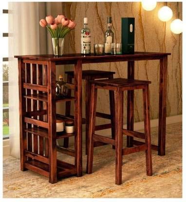 Premium Sheesham Wood Bar Table Set - Solid Wood Counter Height Dining Set for Kitchen, Bar, or Patio - Modern Rustic Home Decor for Entertaining