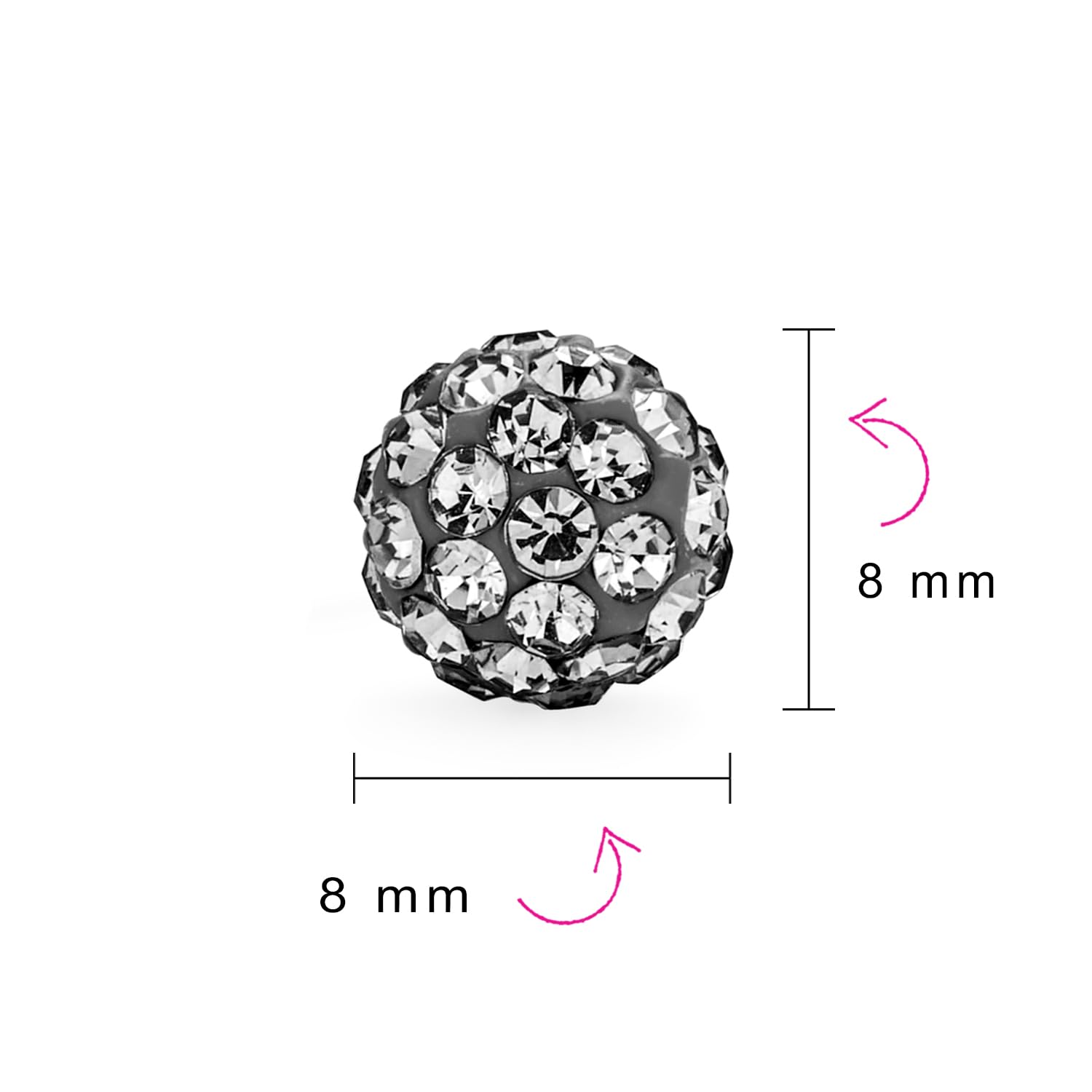 Sparkling .925 Sterling Silver 8MM Round Pave Crystal Disco Ball Stud Earrings for Women & Teens | Hypoallergenic Fashion Jewelry Gift for Parties, Prom, Date Night