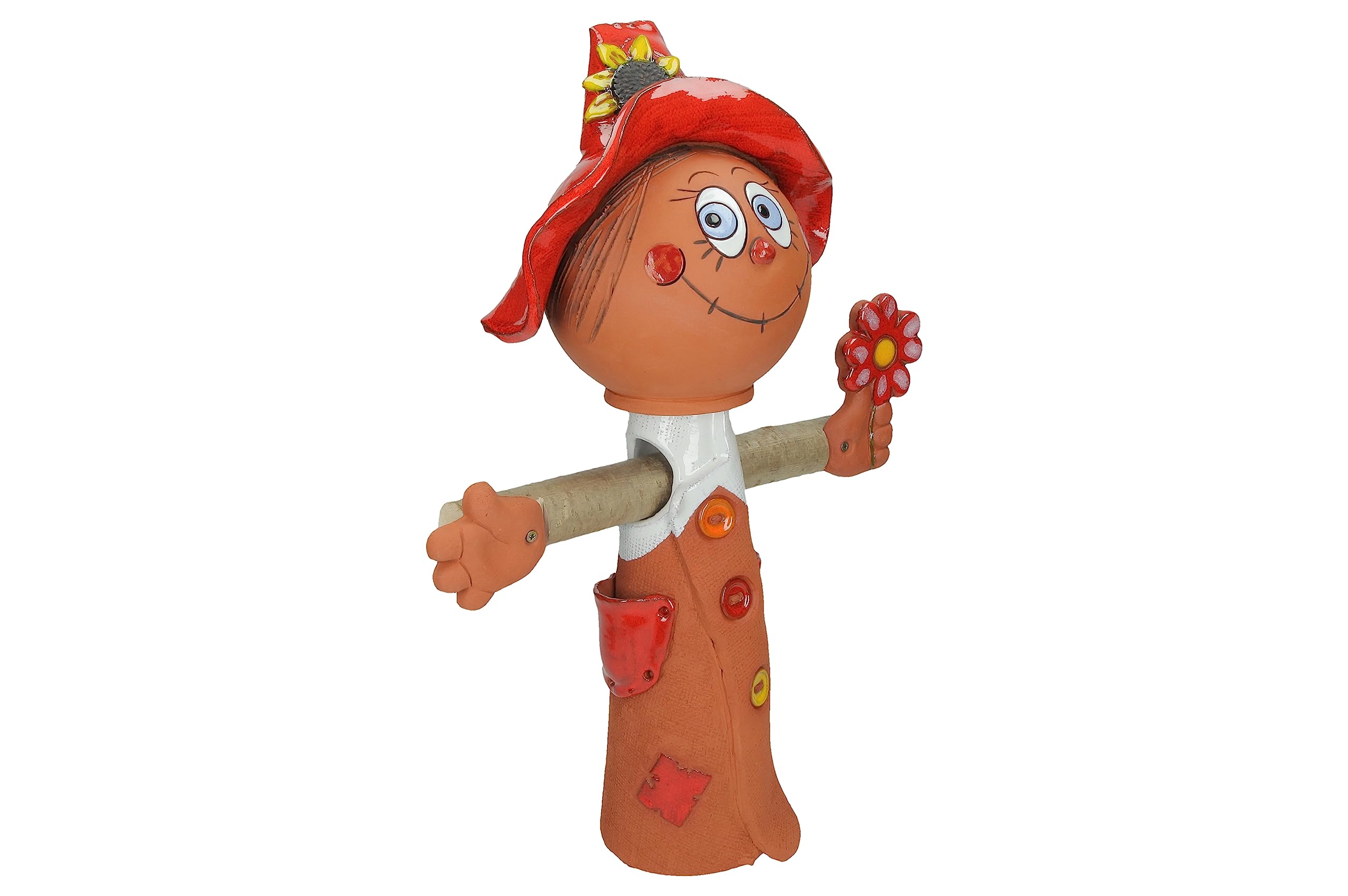 Handmade Frostproof Ceramic Scarecrow Lawn Stake - Unique Outdoor Garden Decor Statue for Men & Women - Perfect Gardening Gift for Yard, Patio & Landscape Decoration