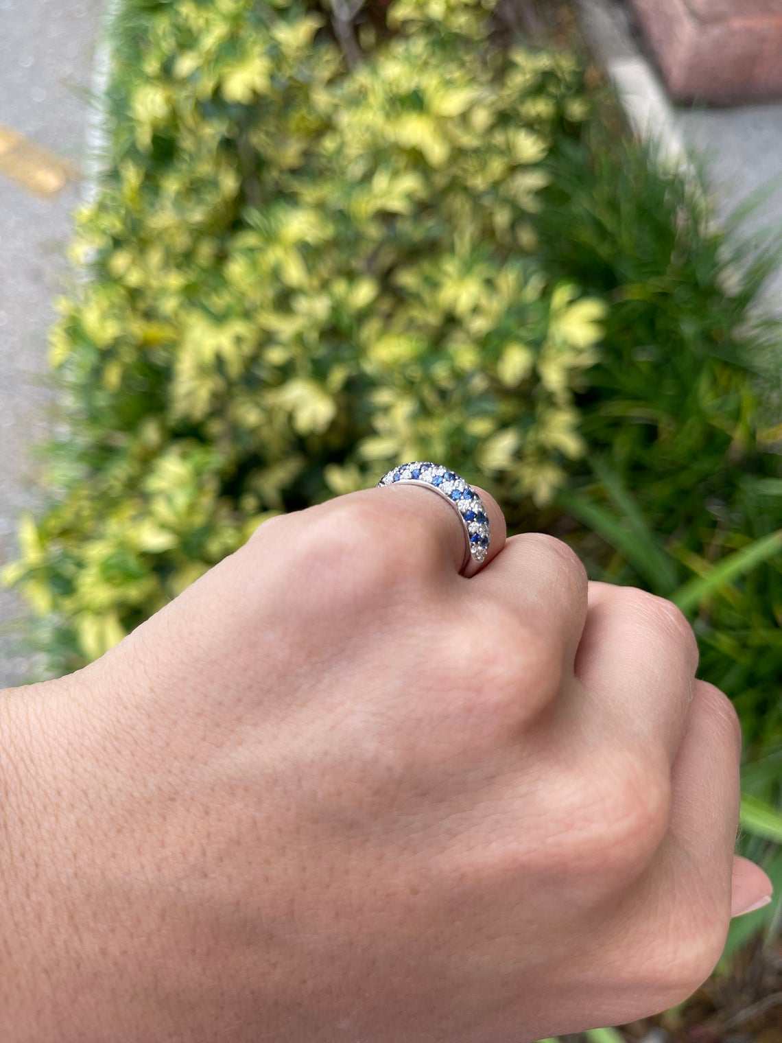 0.90tcw Genuine Sapphire & Diamond Ring in 14K White Gold - Perfect for Engagement, Anniversary & Special Occasion Gifts